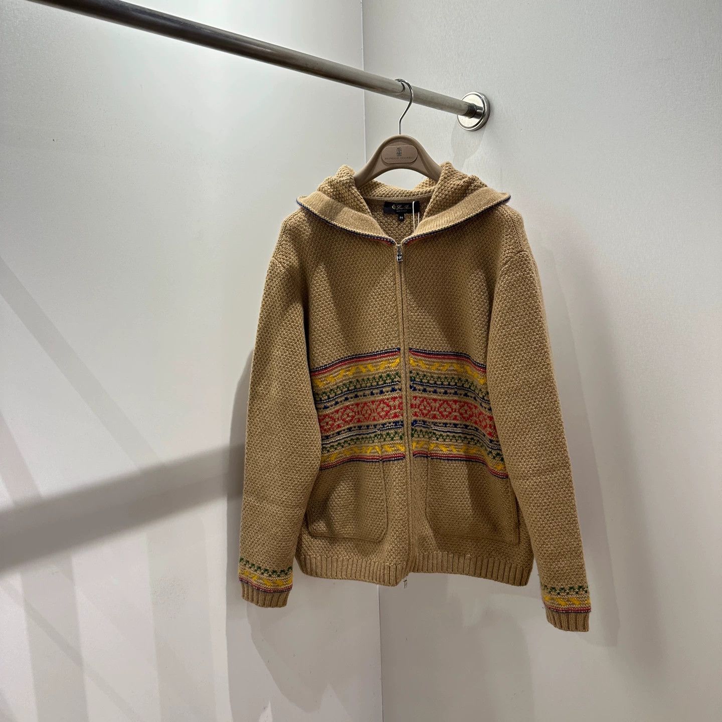 Loro Piana Loro Piana May482 Camel Jacquard Cashmere Hood Jacket 44 Size US S / EU 44-46 / 1 - 1 Thumbnail