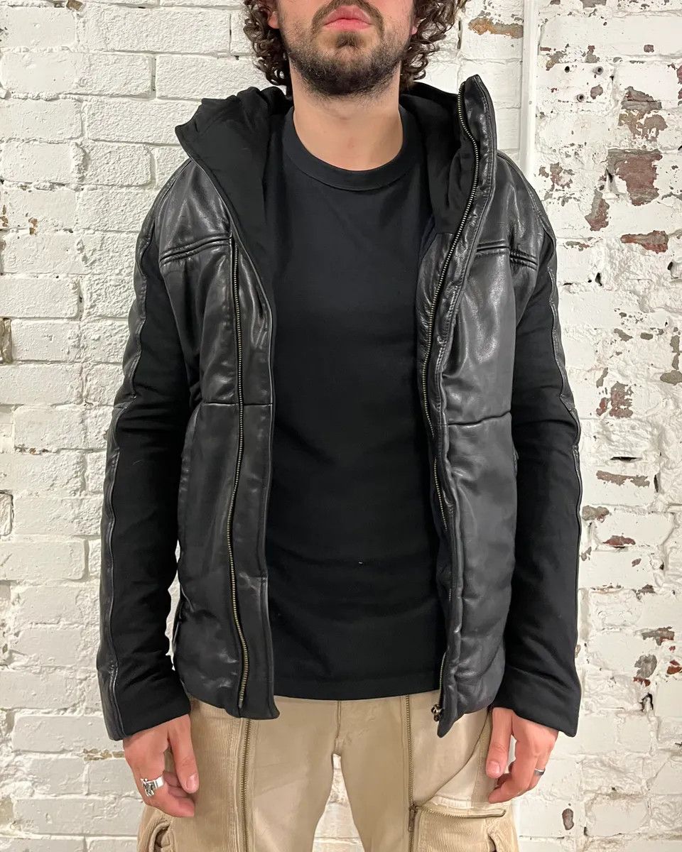 Emporio Armani FW2012 Emporio Armani Ninja Asymmetrical Leather Hooded Jacket Size US M / EU 48-50 / 2 - 2 Thumbnail