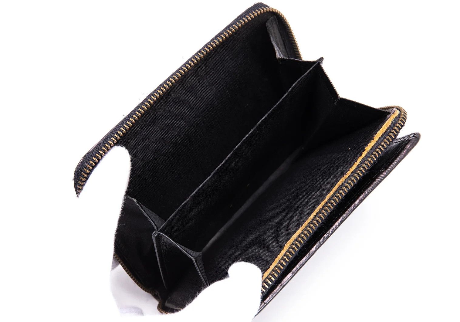 Jean Paul Gaultier Feather Embossed Round Zip Wallet in Brown Size ONE SIZE - 12 Thumbnail