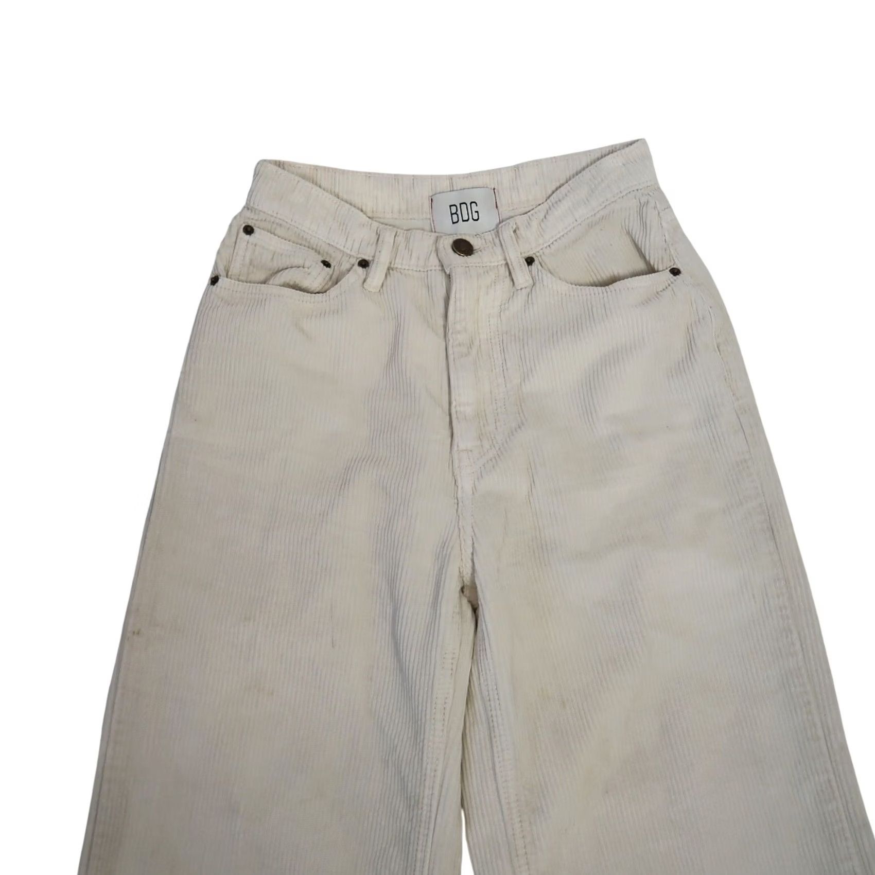 Bdg BDG Urban Outfitters High Wide Cream Corduroy Pants 25 Womens Size 42" / US 20 - 2 Thumbnail