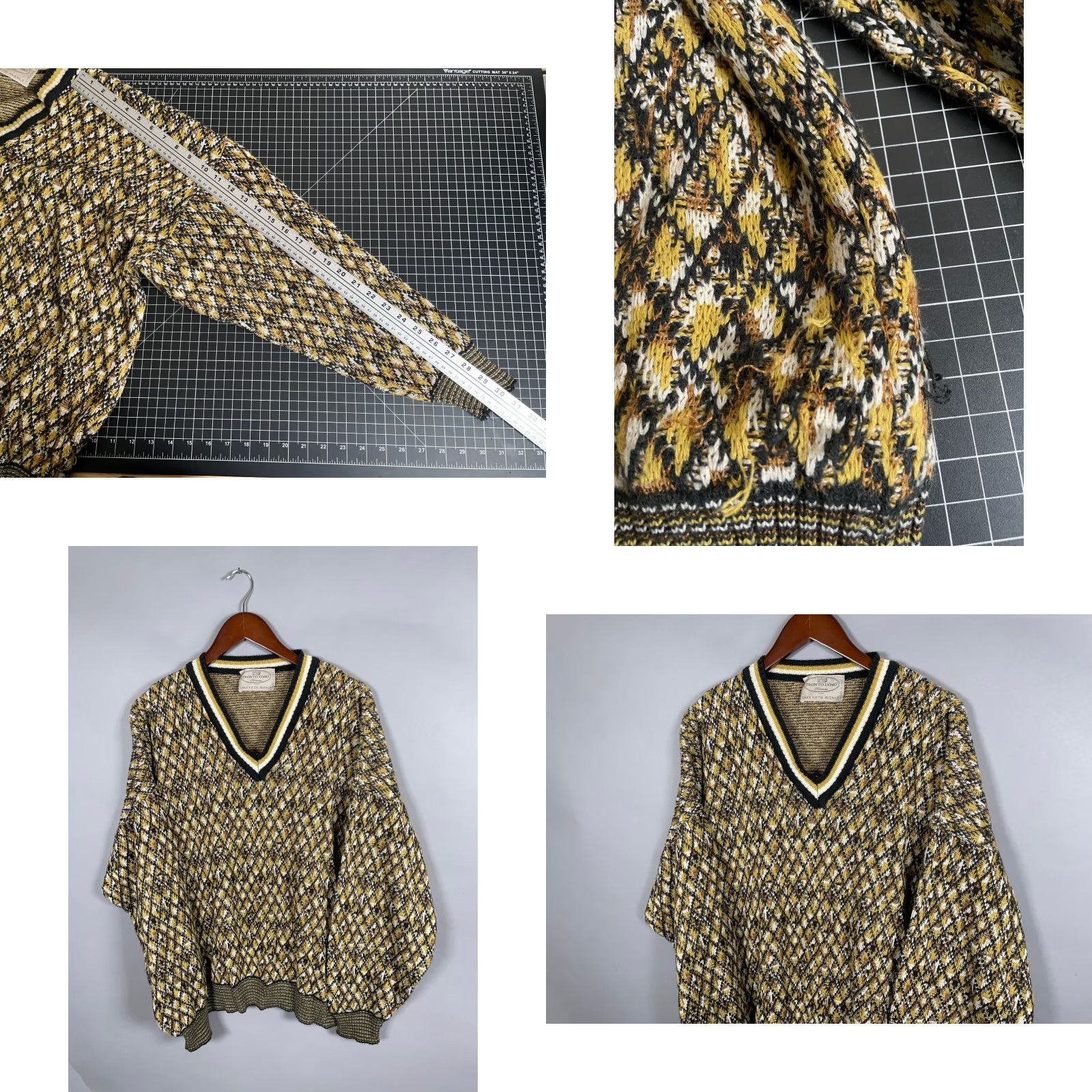 Saks Fifth Avenue VINTAGE Saks Fifth Avenue Pronto Uomo Sweater Shirt Adult XL Yellow Textured Knit 80s 90s Mens Size US XL / EU 56 / 4 - 8 Thumbnail
