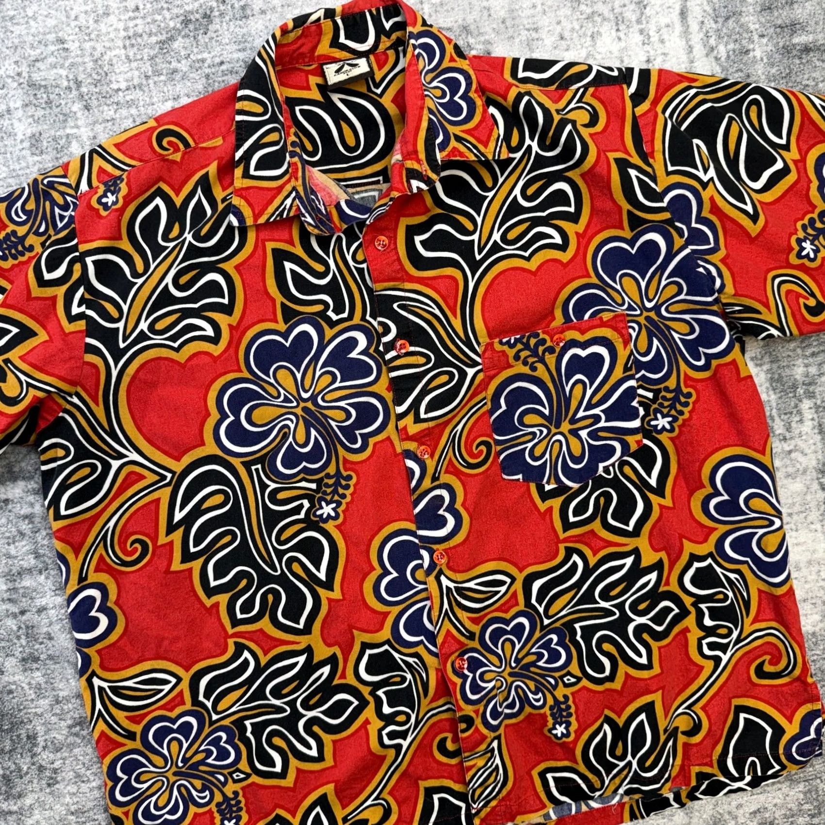 ALOHAS Canoe Club Fiji Shirt Mens Large Orange Black Hawaiian Floral Palms Aloha Resort Size US L / EU 52-54 / 3 - 2 Thumbnail