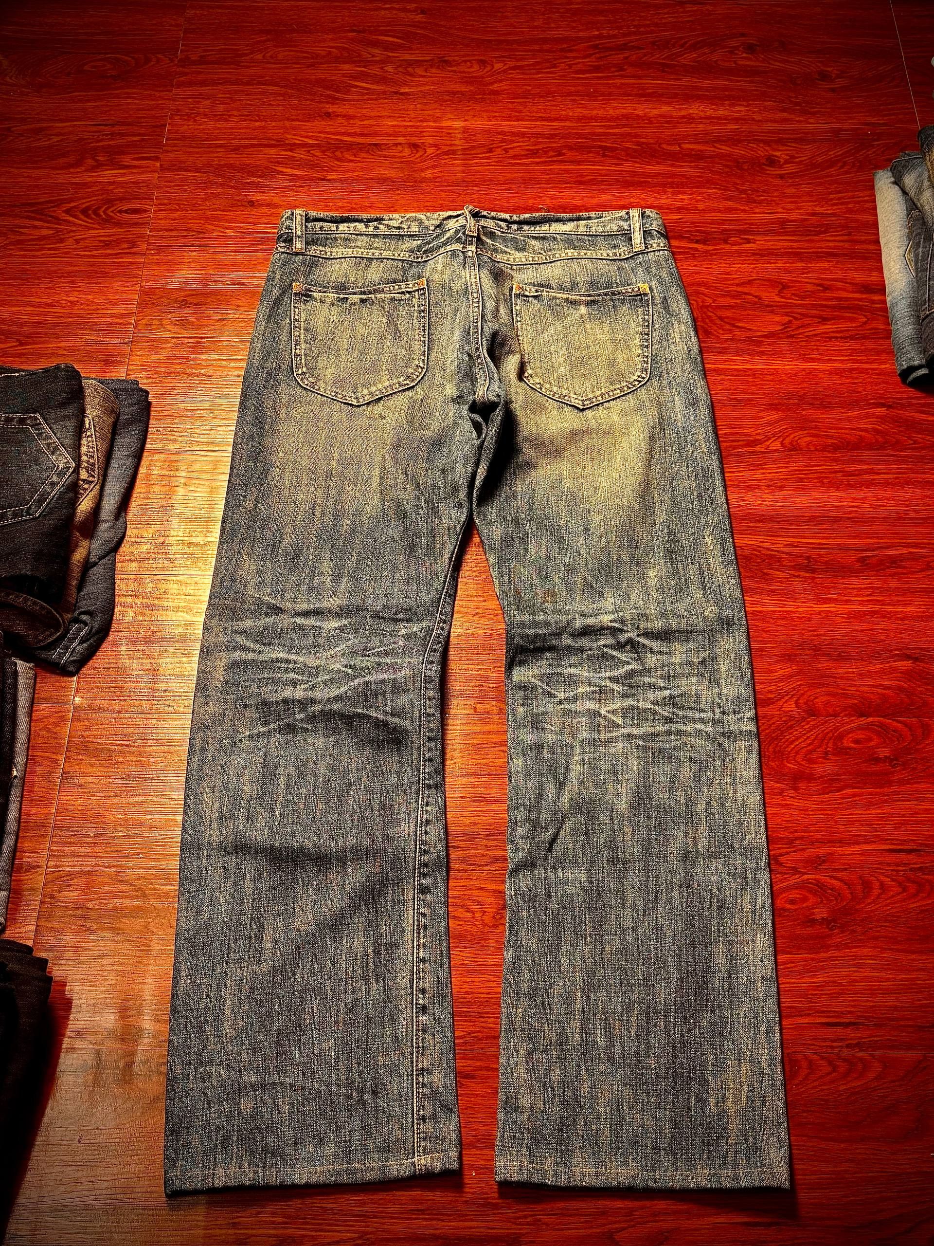 If Six Was Nine Vintage 00s R. Newbold Heavy Fade Distressed Denim Pants Size 34" / US 12 / IT 48 - 1 Thumbnail