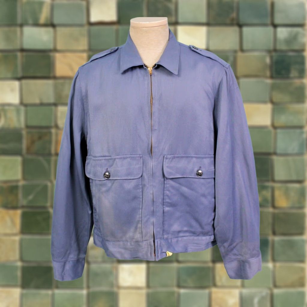 Vintage Topp Master Work Jacket Shirt 1960s VTG Blue Rayon Blend 60s Size US XS / EU 42 / 0 - 1 Thumbnail