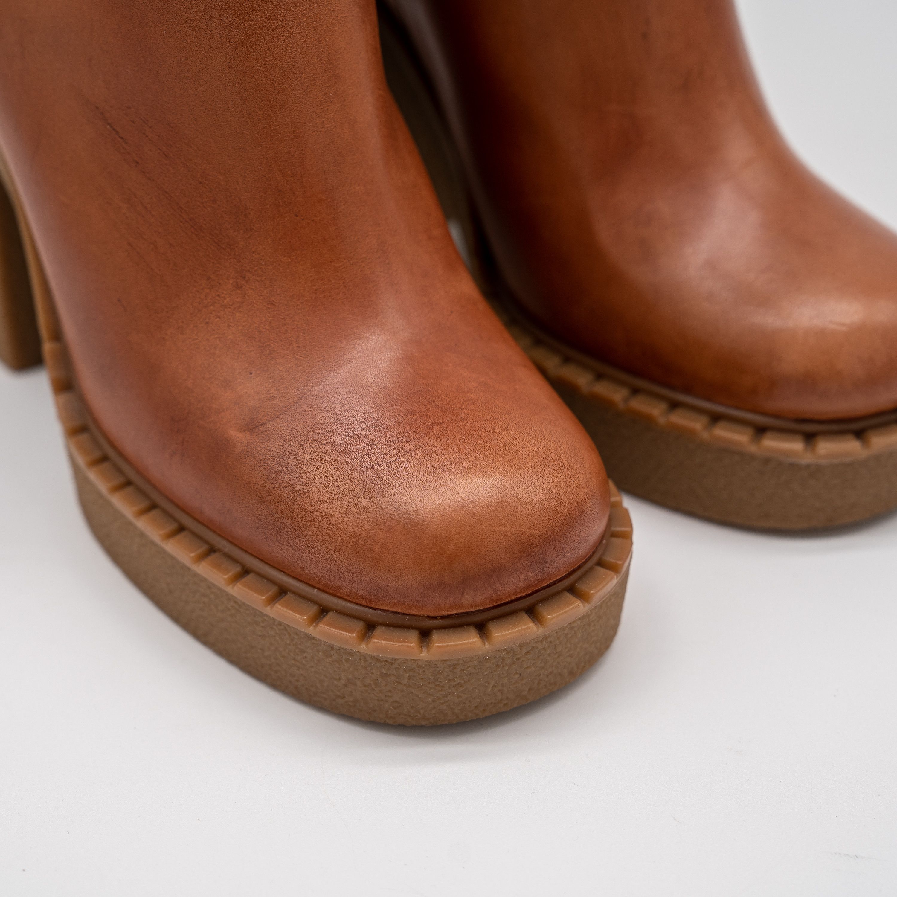 Prada 40eu 10 US Prada Cognac Shearling Fur Block Heel Boots Brown Size US 10 / IT 40 - 6 Thumbnail