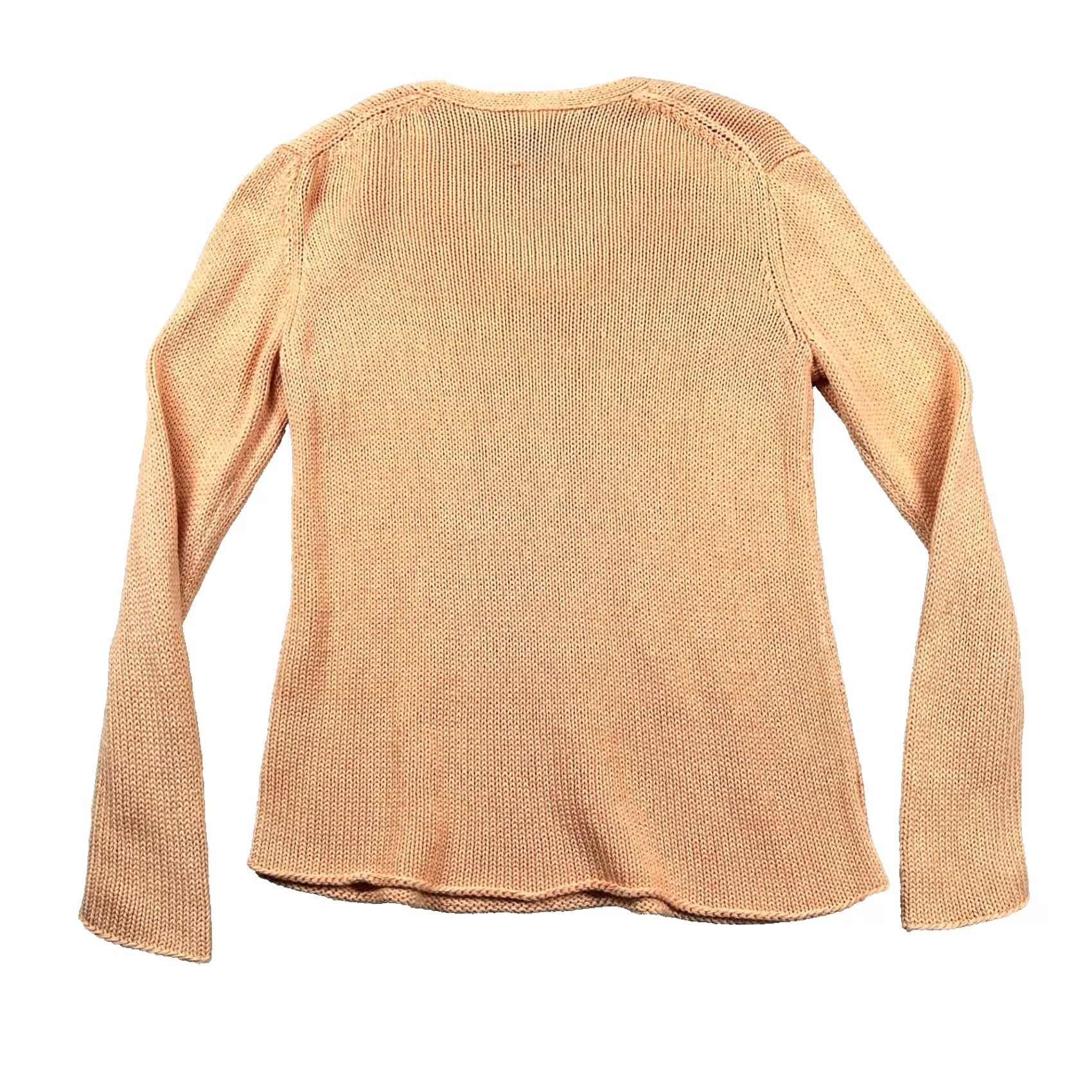 Eileen Fisher Eileen Fisher Sweater Womens PM Petite V Neck Peach Coral Knit 100% Cotton Size M / US 6-8 / IT 42-44 - 2 Thumbnail