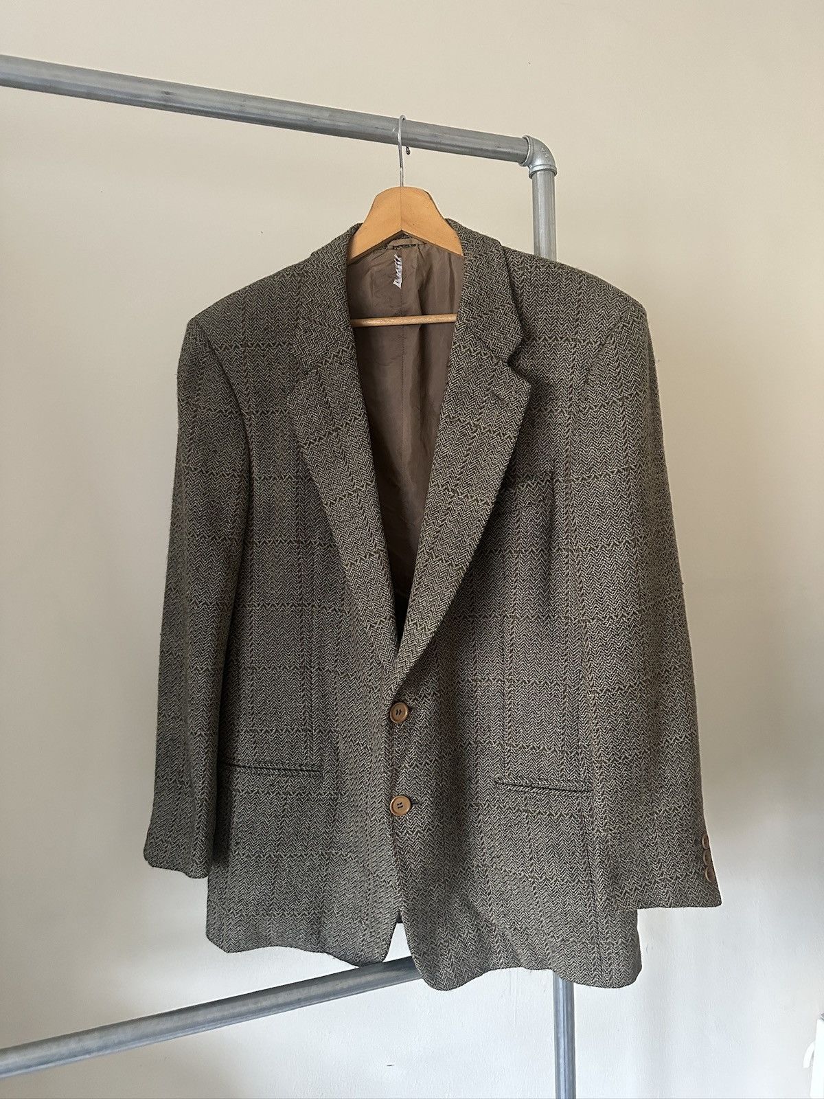 Giorgio Armani 1990s Giorgio Armani Wool Tweet Jacket Size US L / EU 52-54 / 3 - 1 Thumbnail