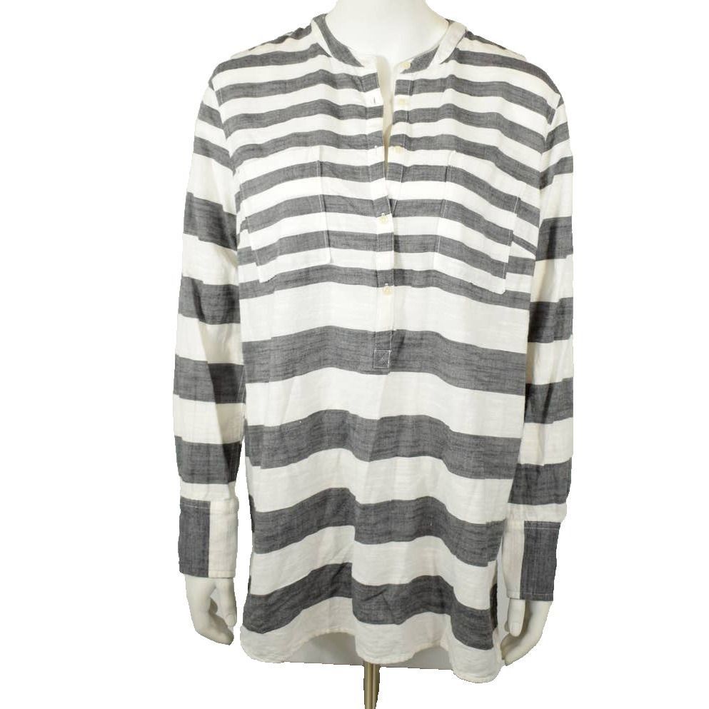 Merona Merona Womens XXL Gray and White Stripe Pullover Shirt Size XXL / US 16-18 / IT 52-54 - 1 Thumbnail