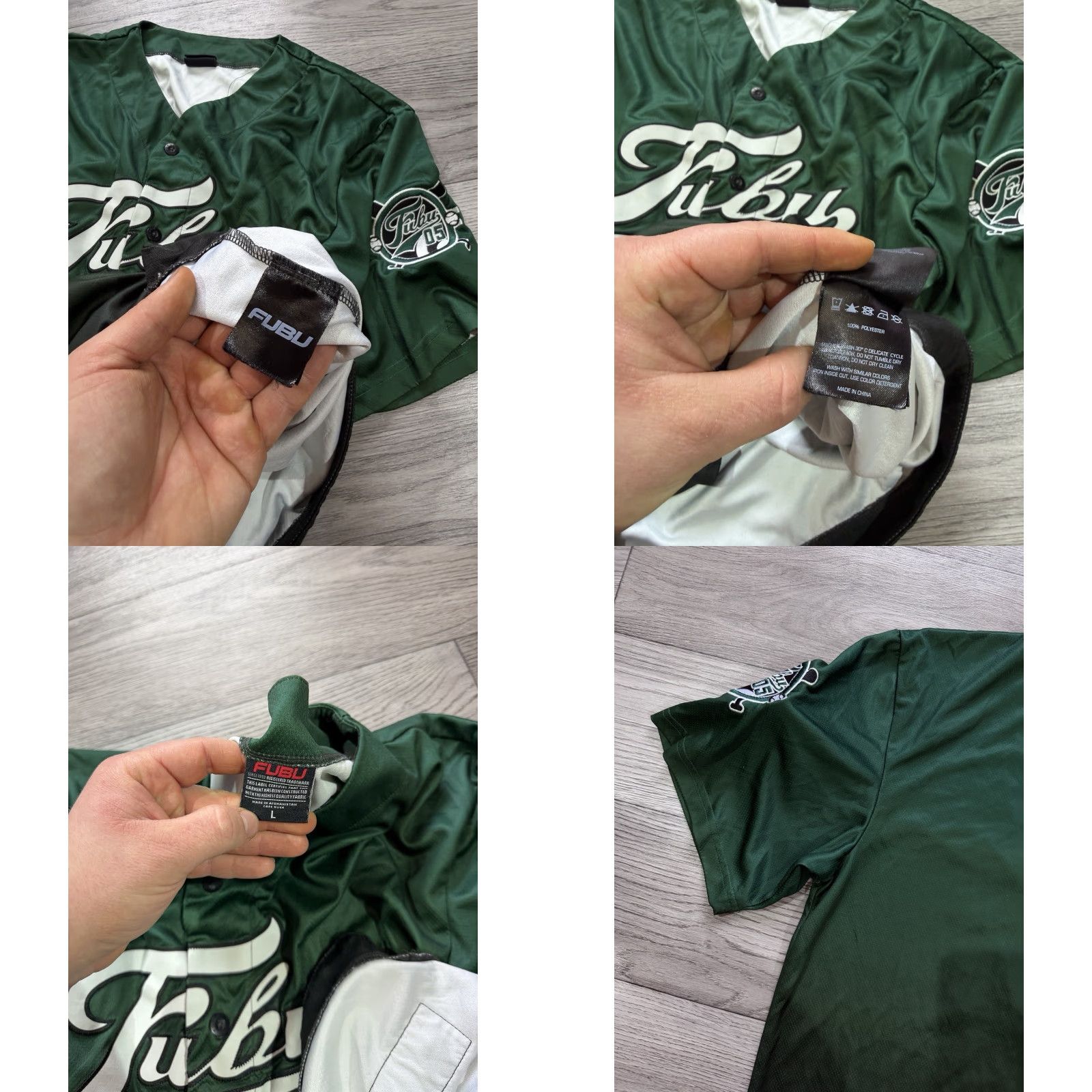 Fubu FUBU Green Baseball Jersey Shirt Hip Hop Y2K Men’s L Large Short Sleeve T-Shirt Shirts Mens 90s Sports Color Green Size US L / EU 52-54 / 3 - 10 Thumbnail