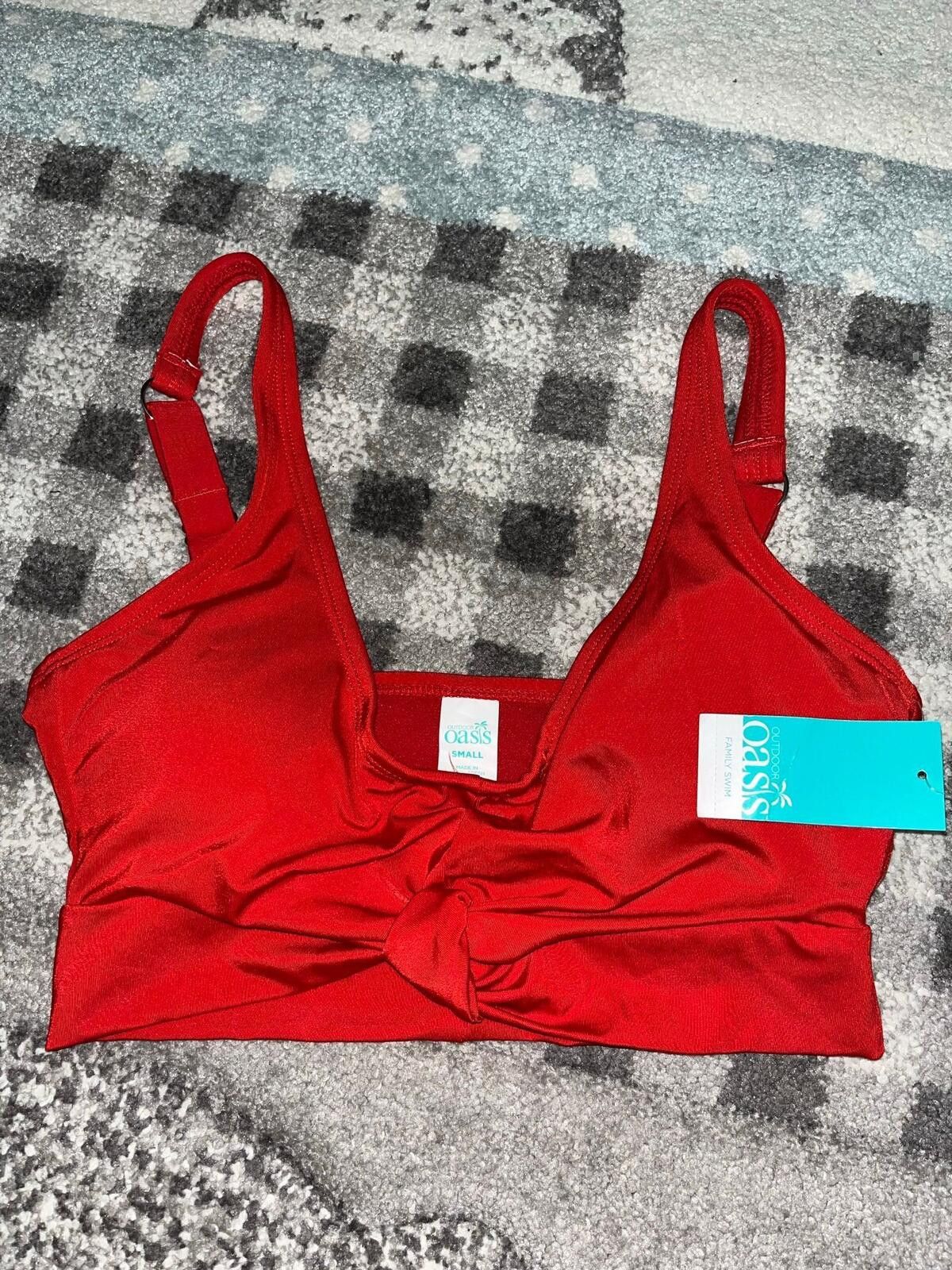 Other Oasis Womens Small Red Bikini Top Tie Front NWT Size ONE SIZE - 1 Thumbnail