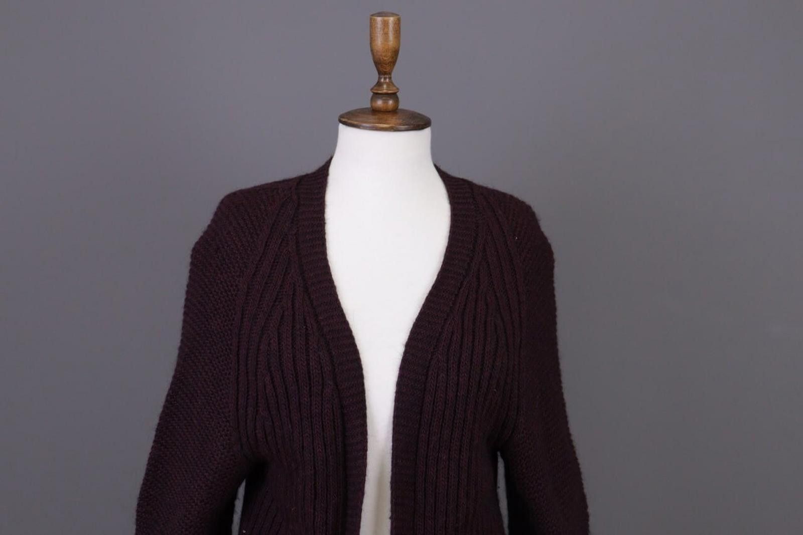 Designer Cop Copine Brown Open Front Wrape Cardigan Sweater Coat Size L / US 10 / IT 46 - 4 Thumbnail
