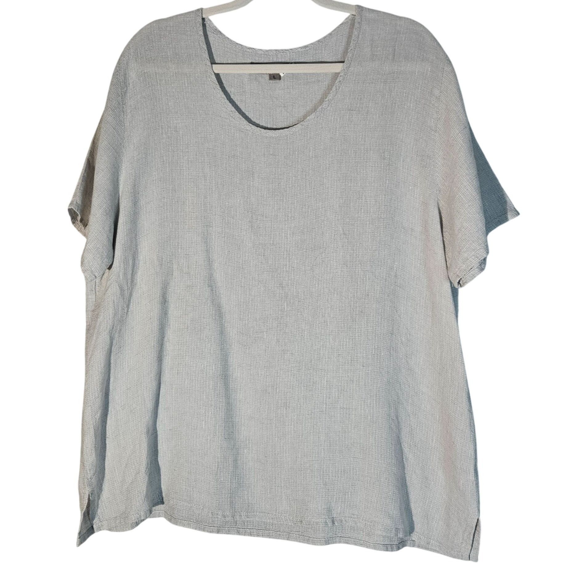 FLAX Flax Women's Light Gray Linen Top Large Minimalist Lagon lo Size L / US 10 / IT 46 - 2 Thumbnail