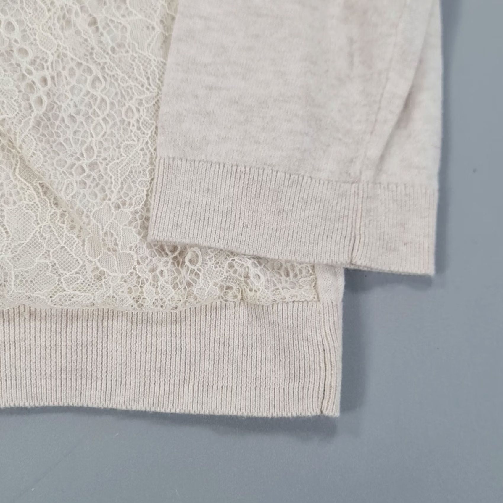 Laura Ashley Laura Ashley Jumper Womens 14 UK Beige Cotton Knit Lace Front Soft Top Size XL / US 12-14 / IT 48-50 - 4 Thumbnail