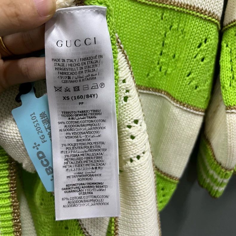 Gucci Gucci White and green striped hollow GG sweater 2501-Nextar Size US XS / EU 42 / 0 - 3 Thumbnail