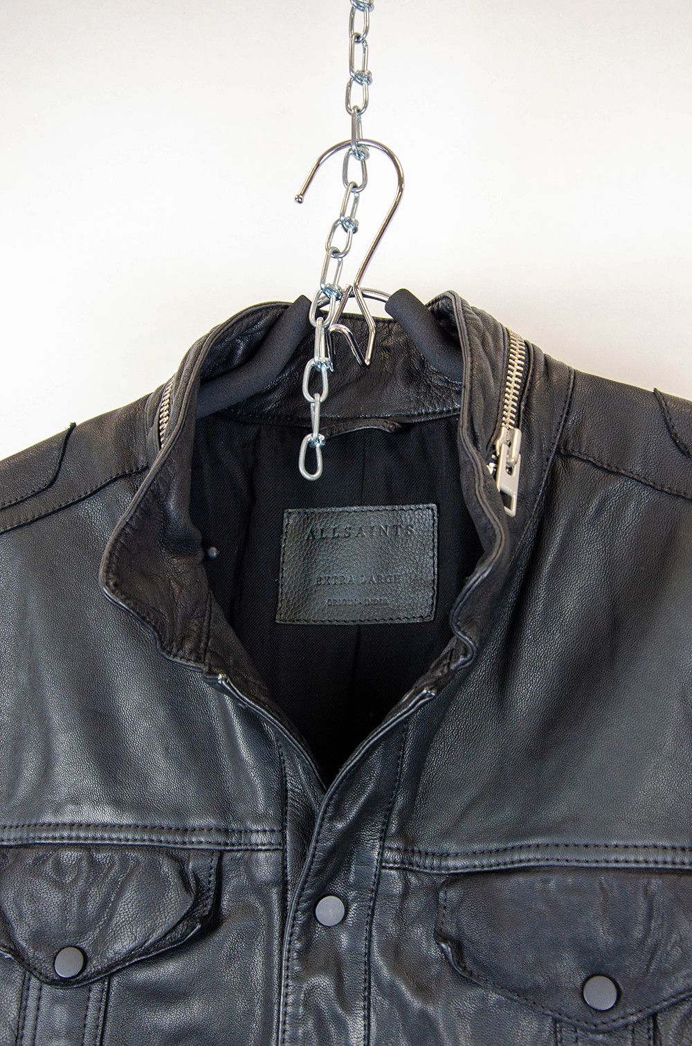 Allsaints AllSaints Holmes Leather Moto Jacket Black Size XL Size US XL / EU 56 / 4 - 12 Thumbnail
