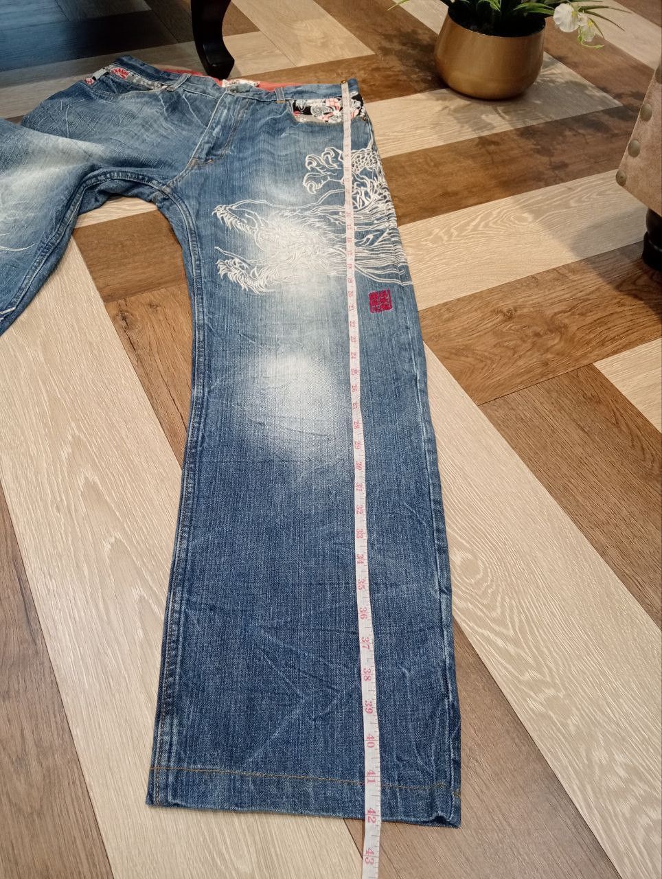 Karakuri Tamashii KARAKURI TAMASHII JAPAN DRAGON EMBROIDERY WASHED DENIM JEANS Size US 34 / EU 50 - 18 Thumbnail