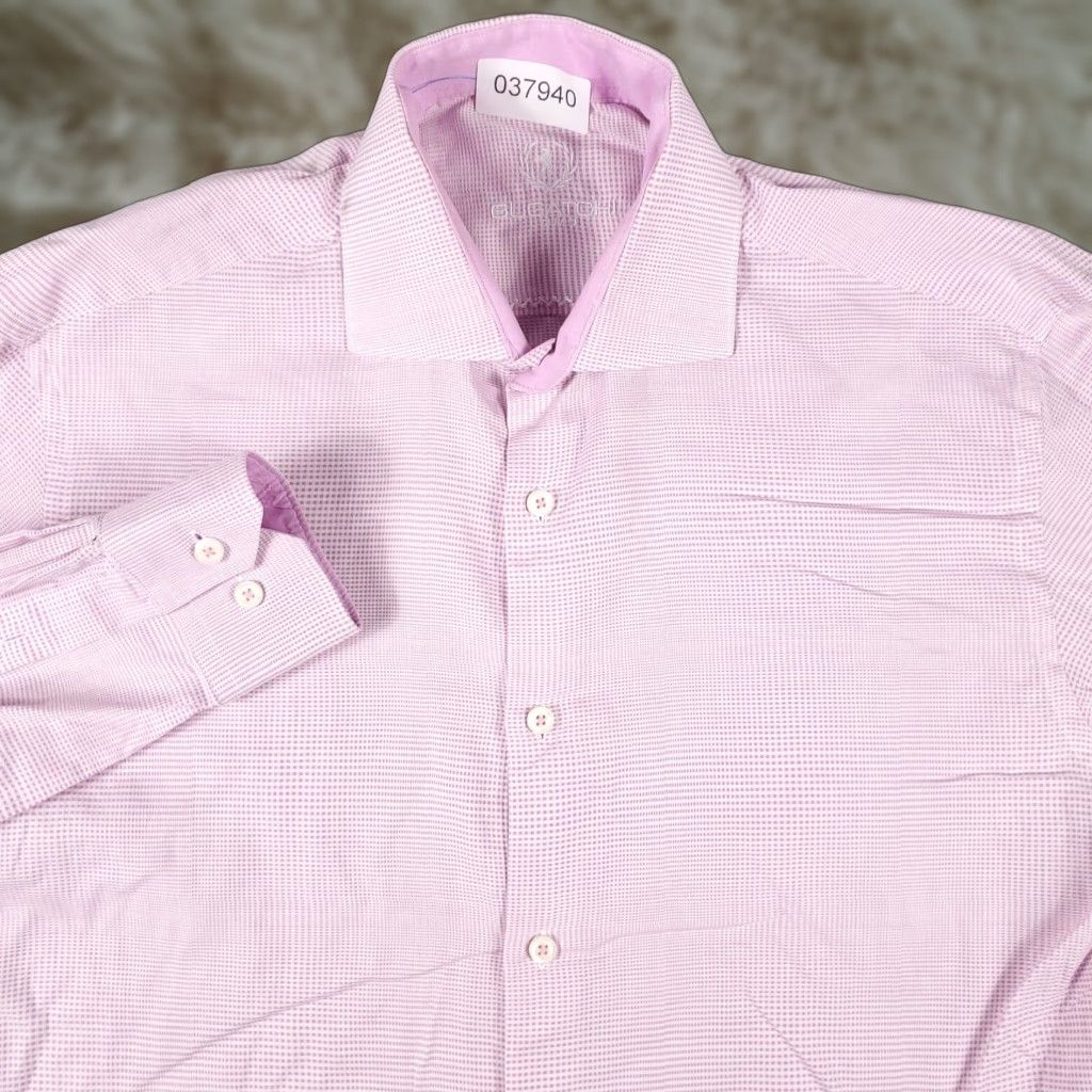 BUGATCHI VINTAGE Bugatchi Uomo Dress Shirt Men 16 Pink Long Sleeve Business Formal Casual Workwear Size 42R - 1 Thumbnail