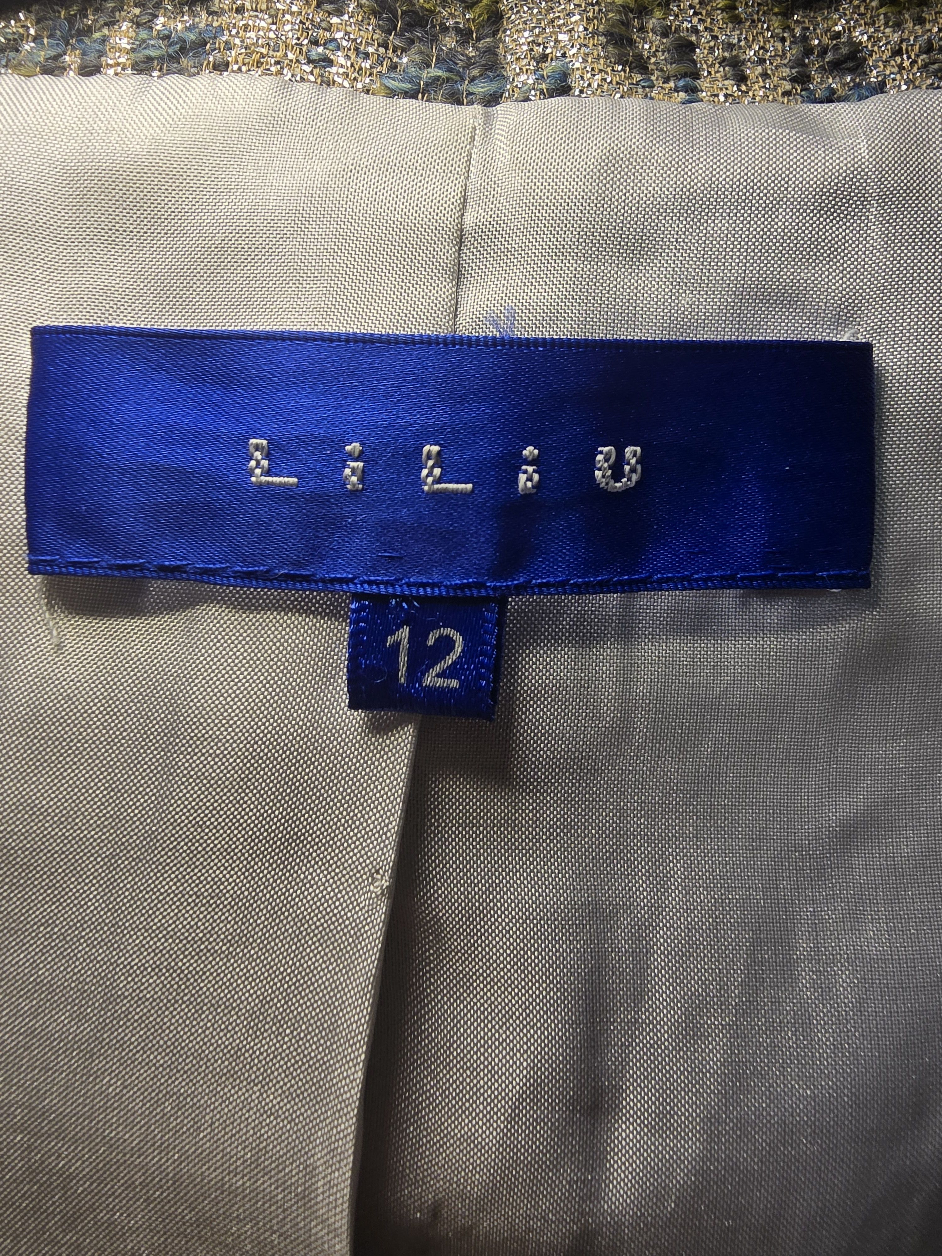 Other LiLiu Korea 2006 Metallic & Velvete Tweed Coat Size XL / US 12-14 / IT 48-50 - 4 Thumbnail