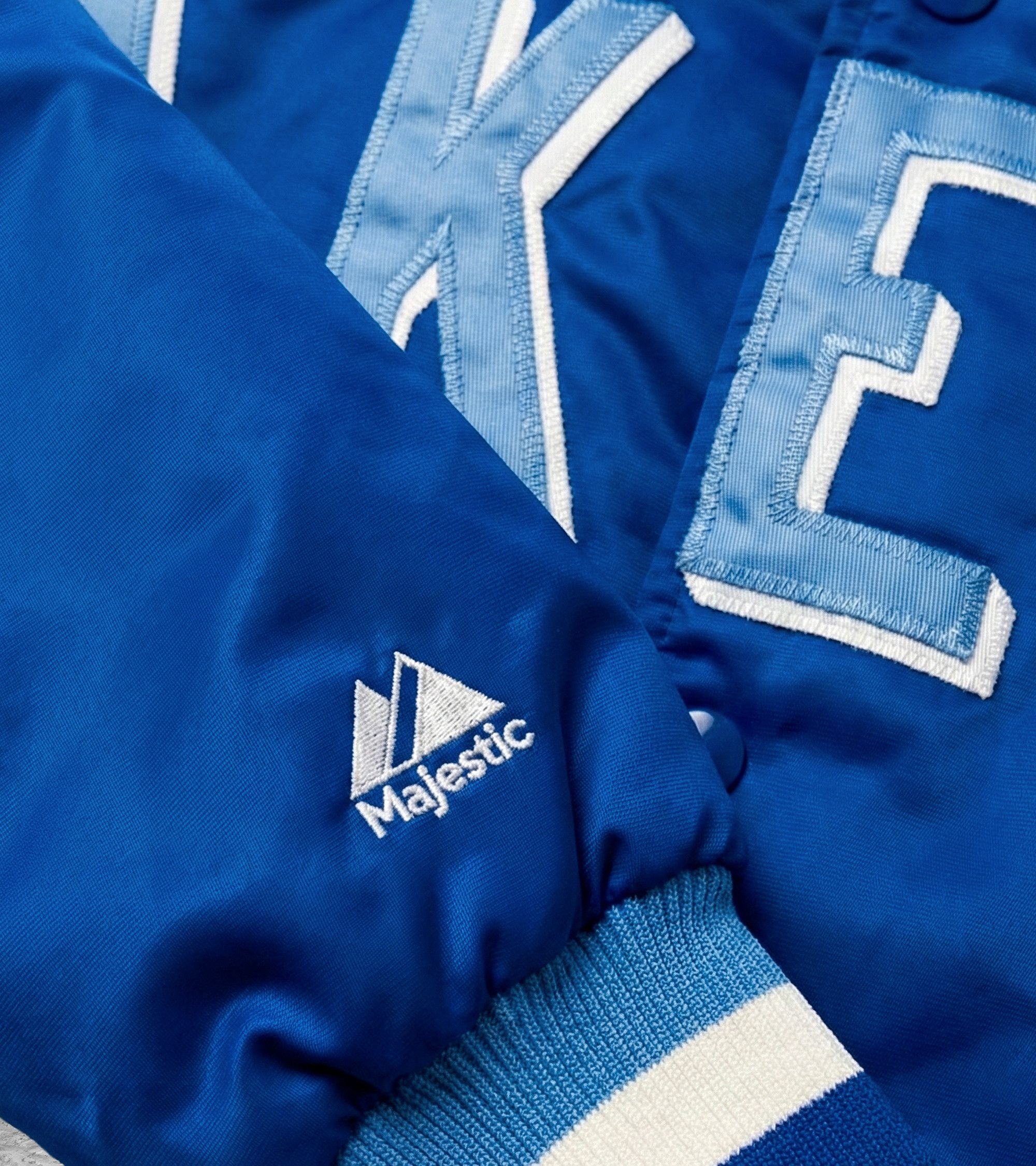 Majestic Vintage Lakers Blue Satin Varsity Jacket M Majestic NBA Size US L / EU 52-54 / 3 - 6 Thumbnail