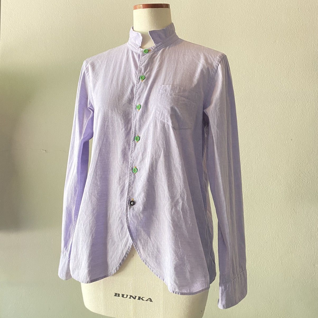 Frapbois FRAPBOIS Bright Lavender Mandarin Collar Button-Up Shirt Size M / US 6-8 / IT 42-44 - 1 Thumbnail