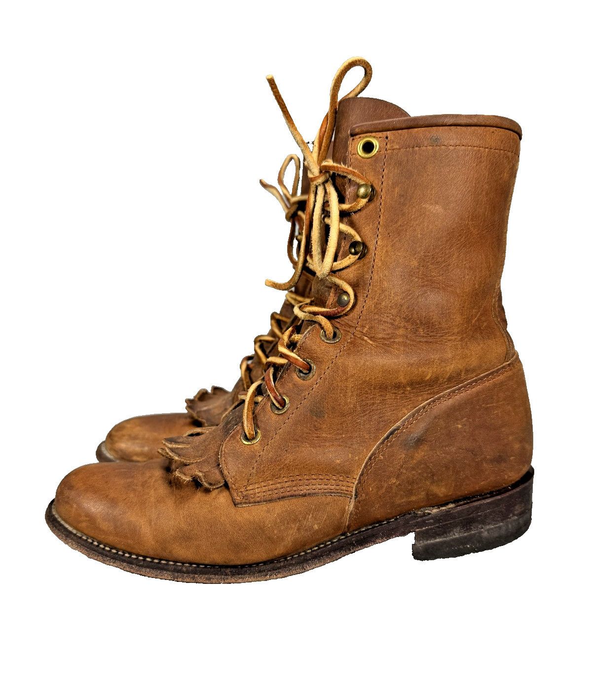 Justin Boots Justin Boots Womens 5 Brown Leather Lace Up Roper USA VTG Size US 5 / IT 35 - 12 Thumbnail