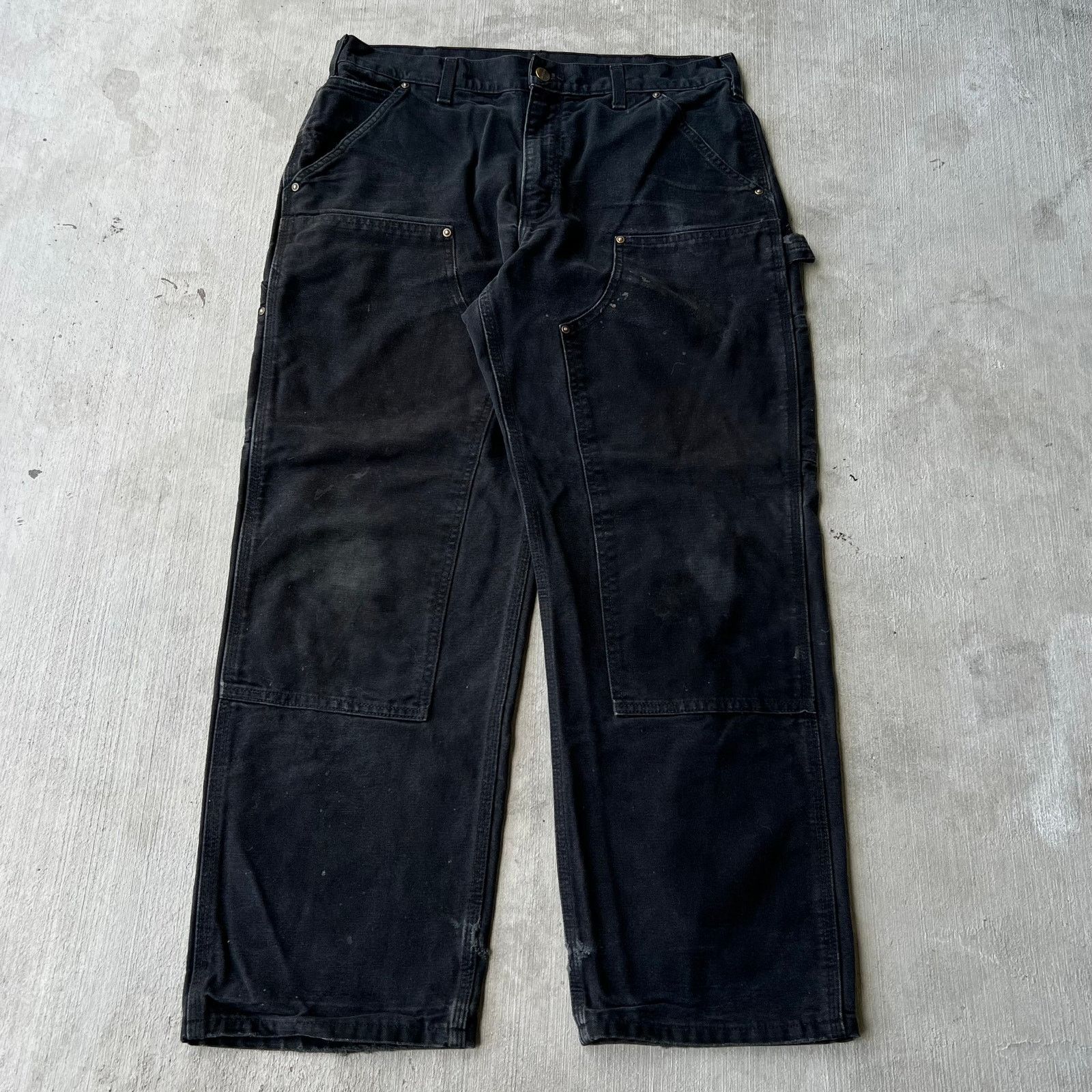 Carhartt Vintage Y2K Carhartt black double knee work carpenter pants Size US 33 - 1 Thumbnail