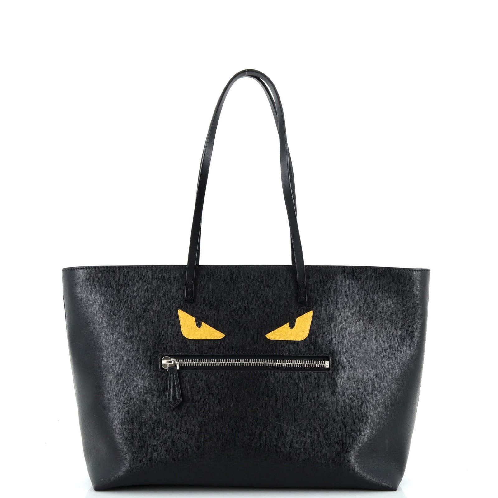 image of Fendi Monster Roll Tote Leather Medium in Black, Women's