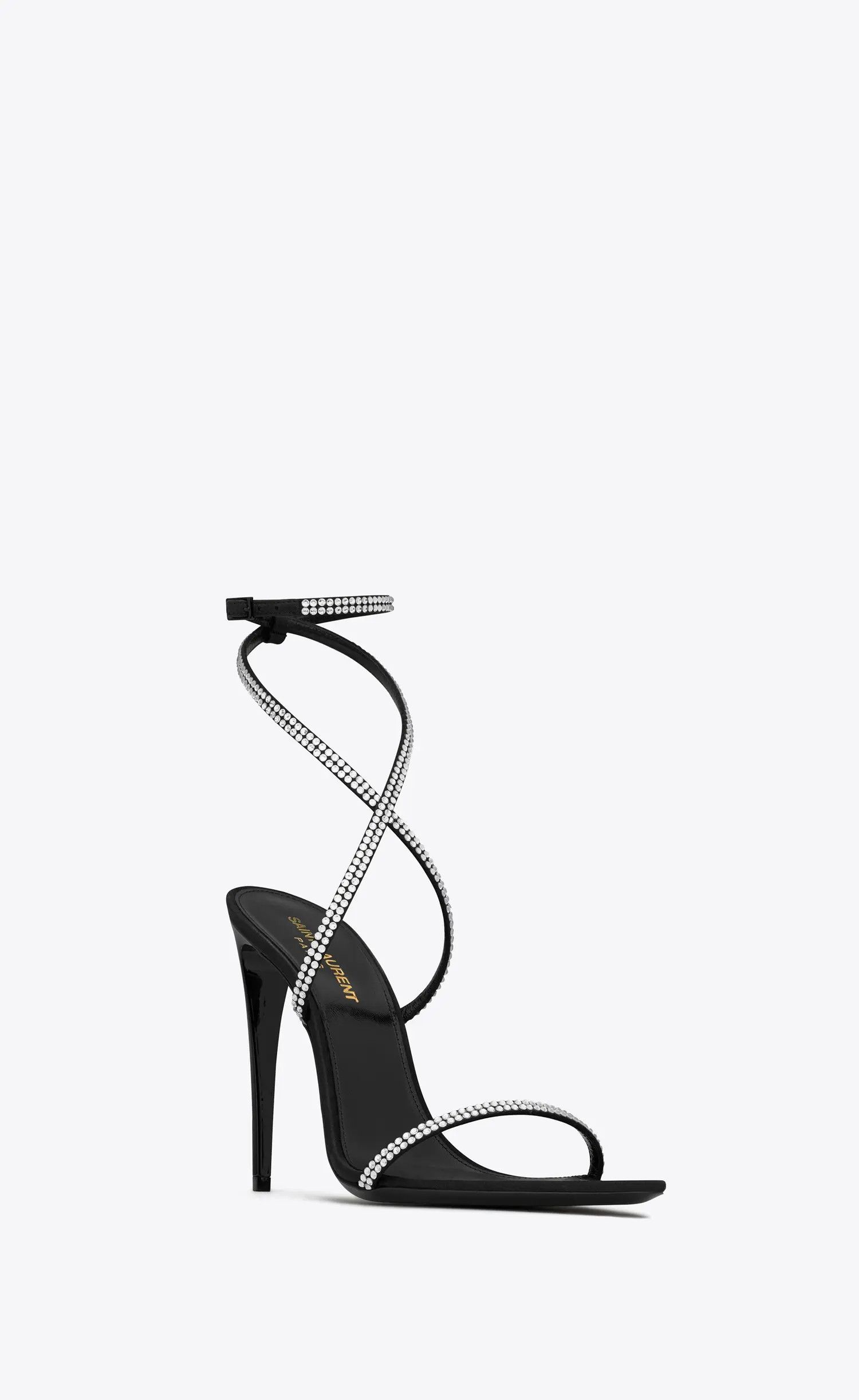 Saint Laurent Paris o1b1hav110225 717619 Georgia Sandals Crepe Satin Rhinestones Size US 12 / IT 42 - 3 Thumbnail
