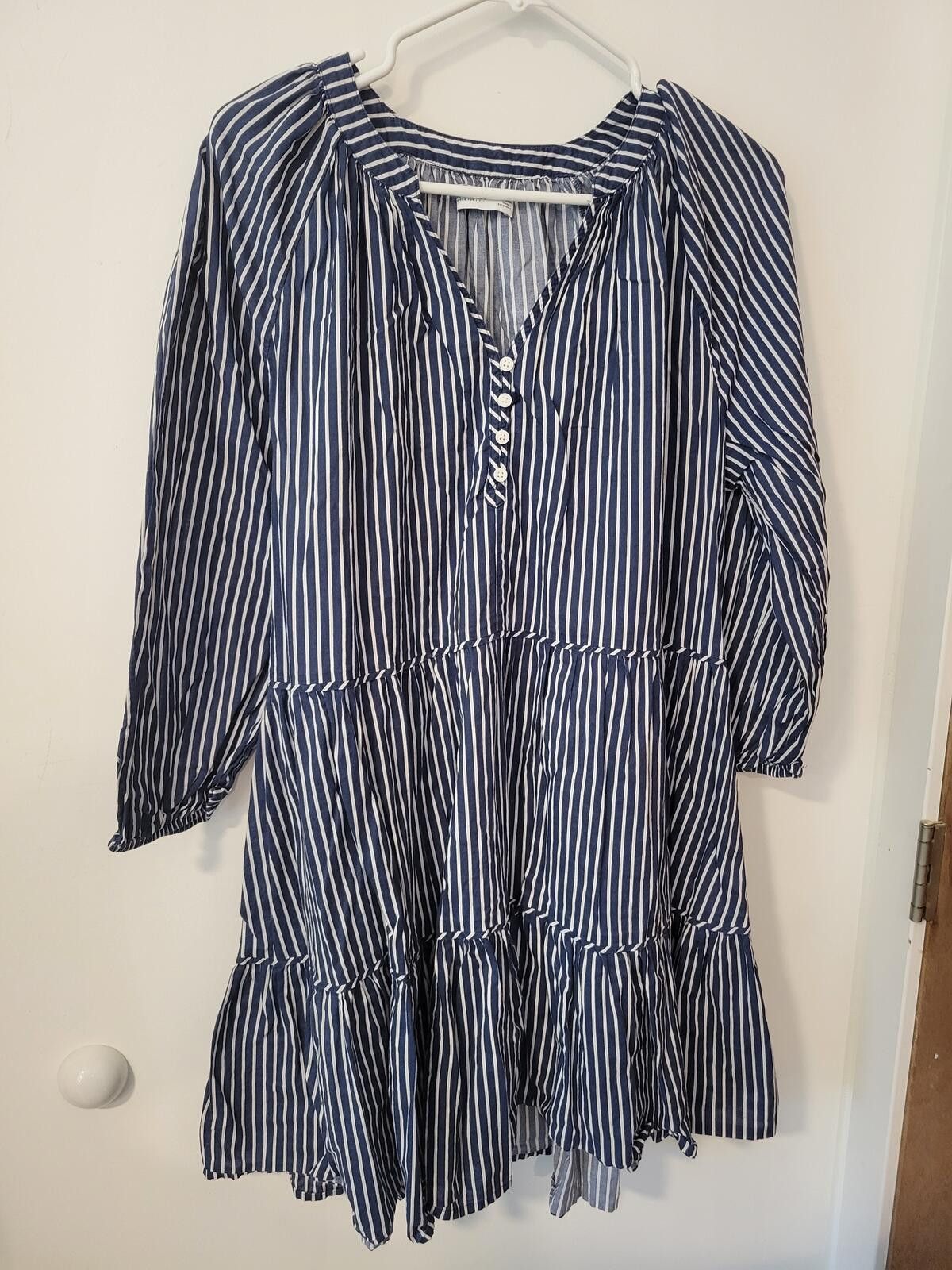 Sonoma SONOMA Blue and White Striped Tiered Dress XL Size XL / US 12-14 / IT 48-50 - 1 Thumbnail
