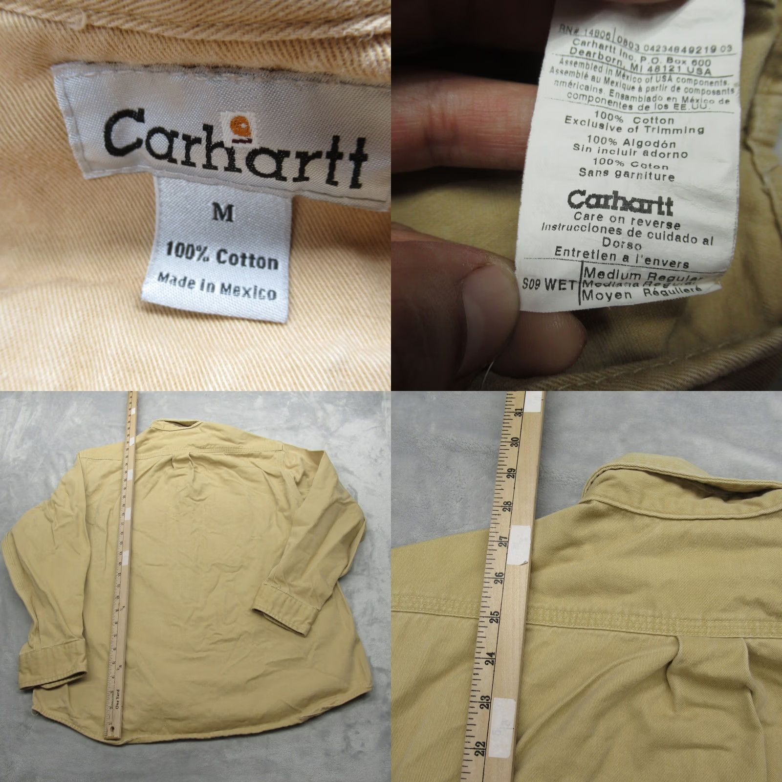 Carhartt Carhartt Shirt Mens Medium Beige Canvas Heavyweight Work Relaxed Button-Up Long Sleeve Beige Mens Button-Down Collared Canvas Shirt and Work Shirt Size US M / EU 48-50 / 2 - 8 Thumbnail