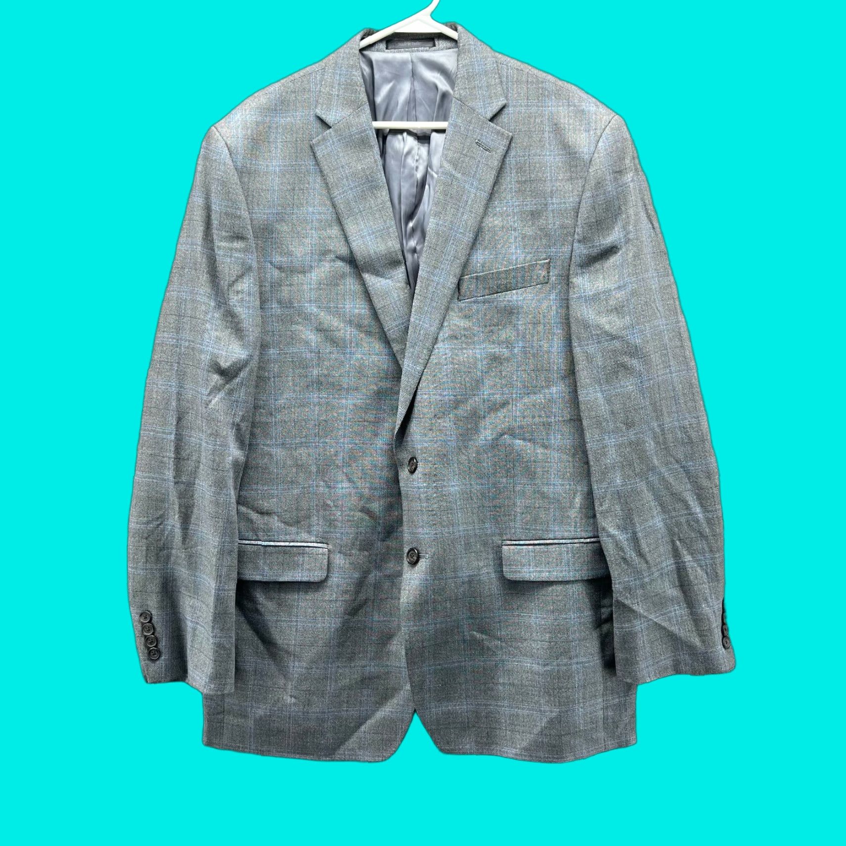 Ralph Lauren VINTAGE? No. Lauren Ralph Lauren Blazer Men 44L Gray Sport Coat Jacket Coat Silk Wool Plaid Size 44R - 1 Thumbnail