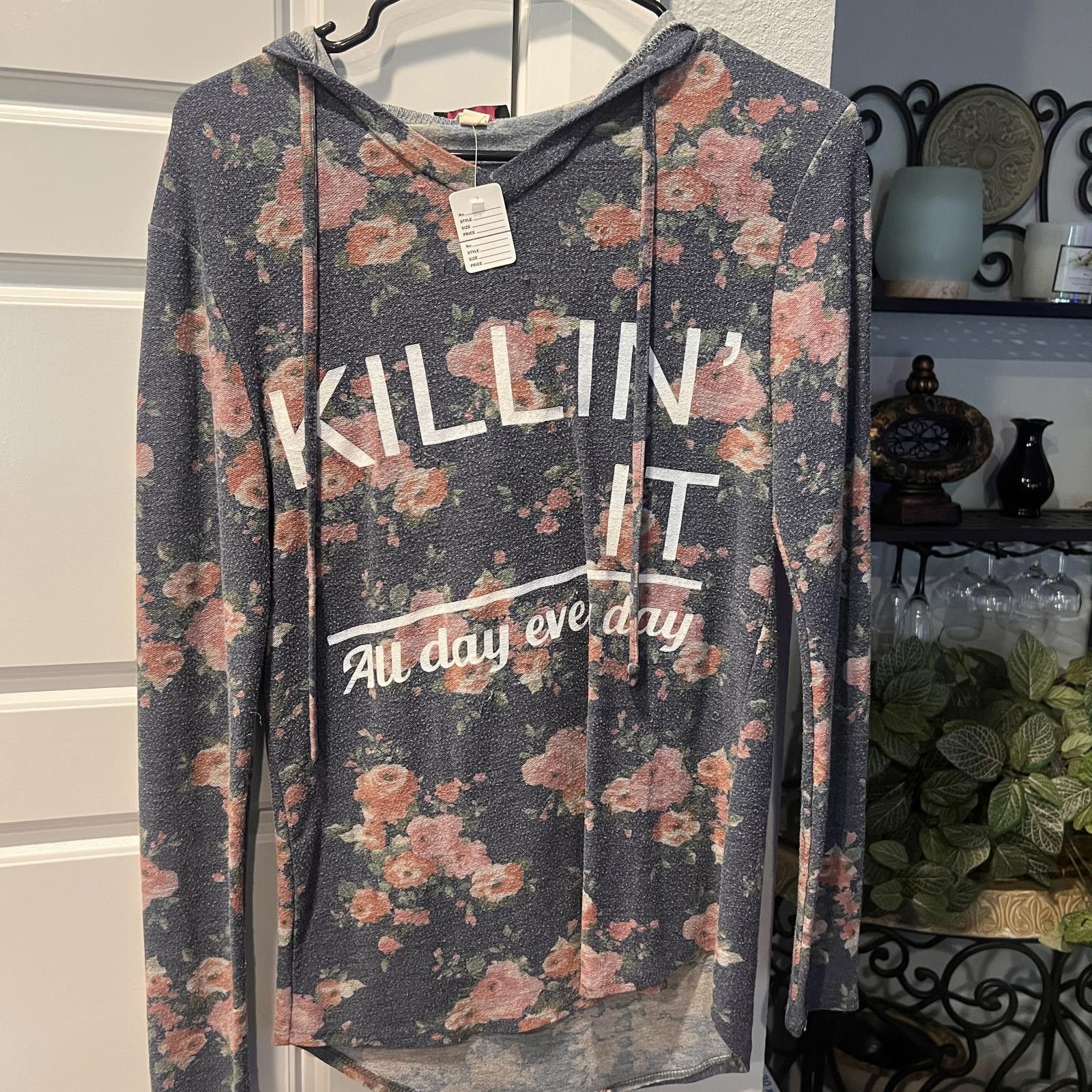 Hanes Hanes Women's Floral Print Hoodie Sweatshirt Size M / US 6-8 / IT 42-44 - 2 Thumbnail