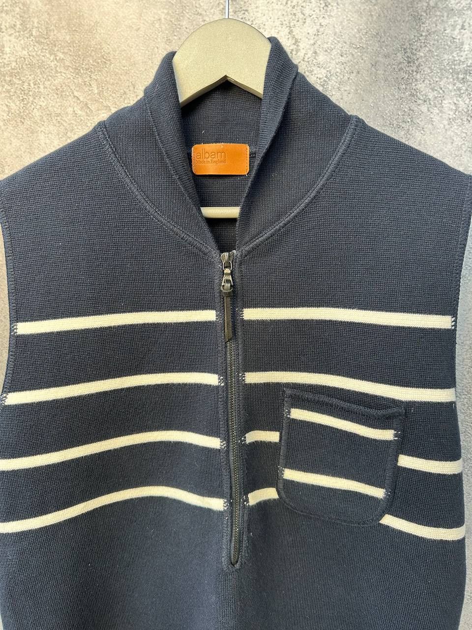 Albam × Black Label × Designer Albam Vest Gilet Sleevless Striped Sweater England Zip Size US M / EU 48-50 / 2 - 5 Thumbnail