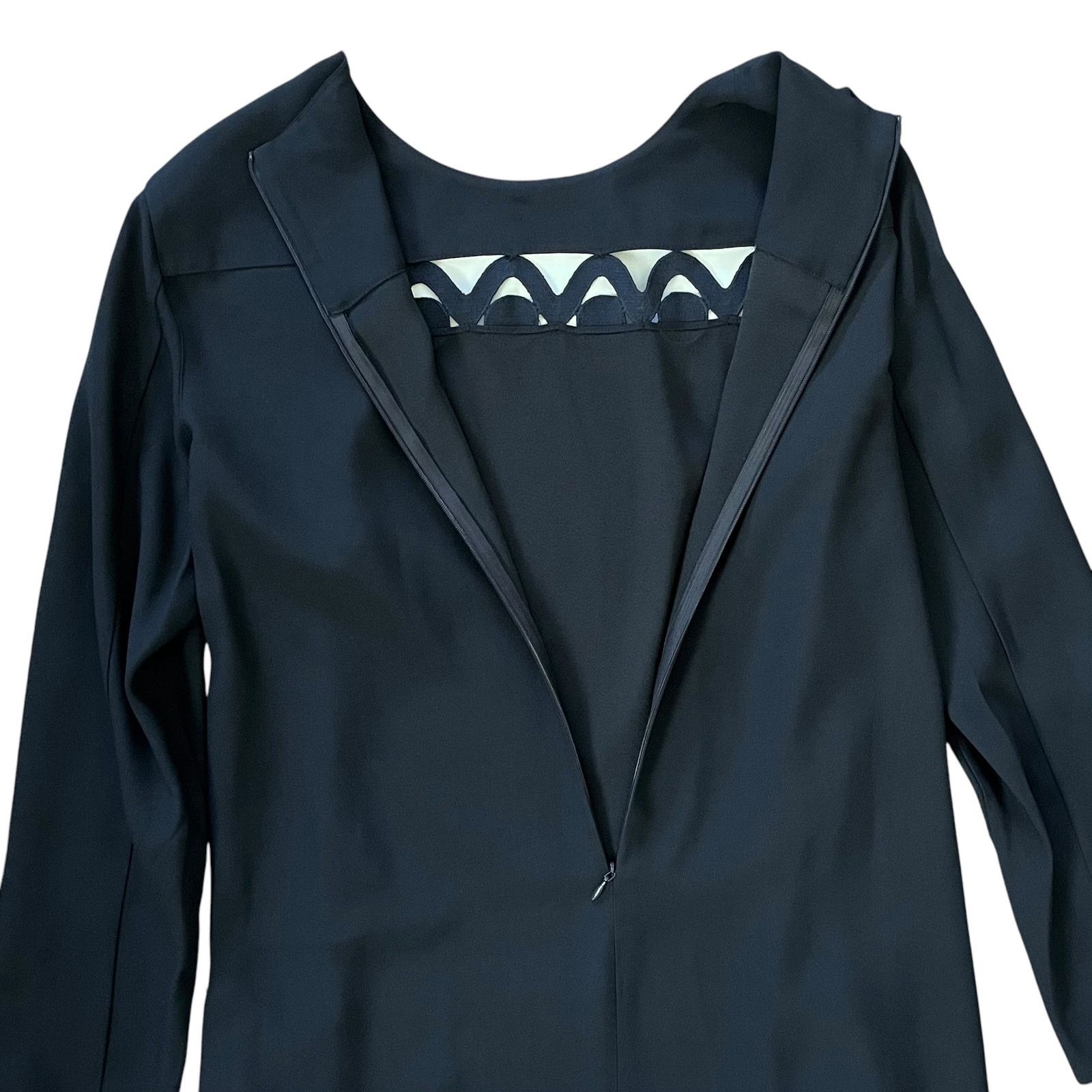 Akris Akris Punto Navy Blue Scallop Wave Cutout Shift Dress Size M / US 6-8 / IT 42-44 - 3 Thumbnail
