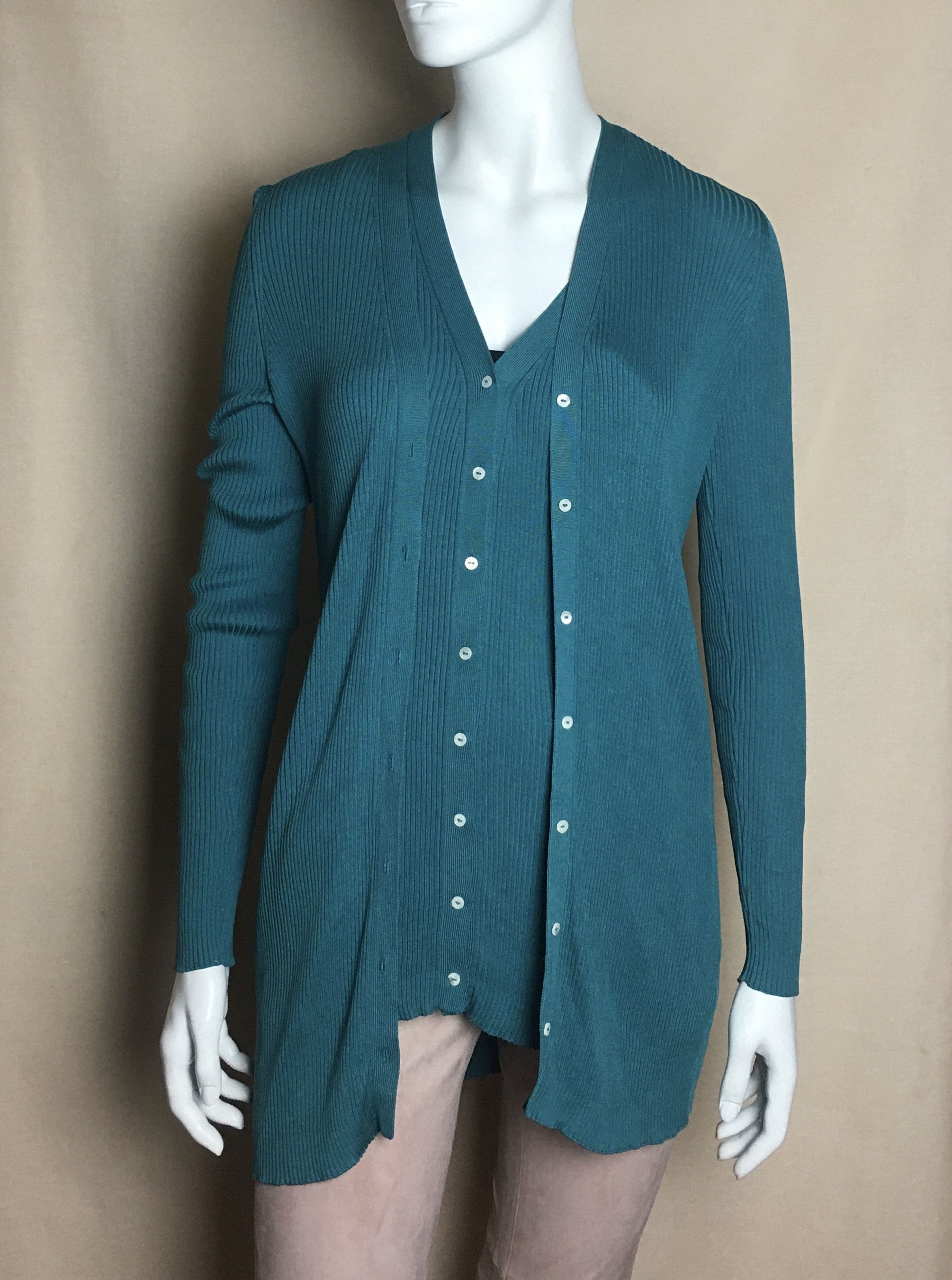 Loro Piana Loro Piana Jade Green Silk Cardigan Set 2 pieces Size M / US 6-8 / IT 42-44 - 1 Thumbnail