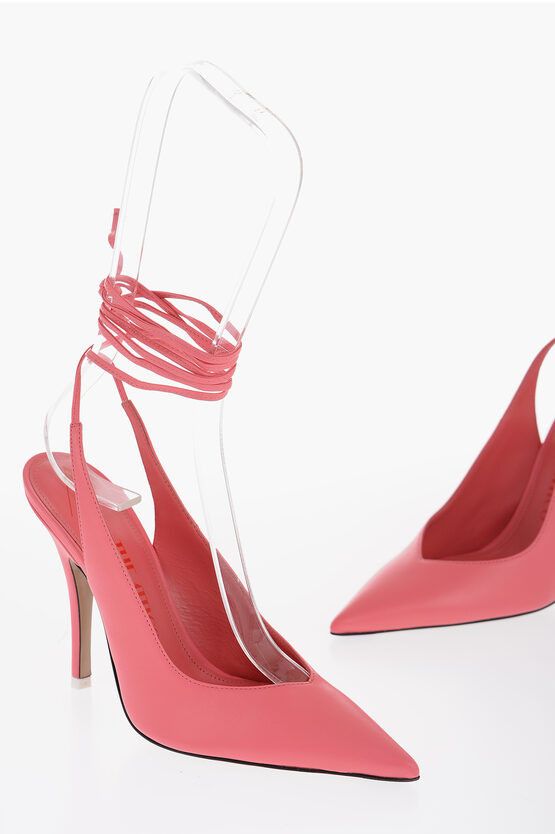 image of The Attico Leather Venus Lace-Up Pumps Heel Shoes 11.5Cm in Pink, Women's (Size 8)