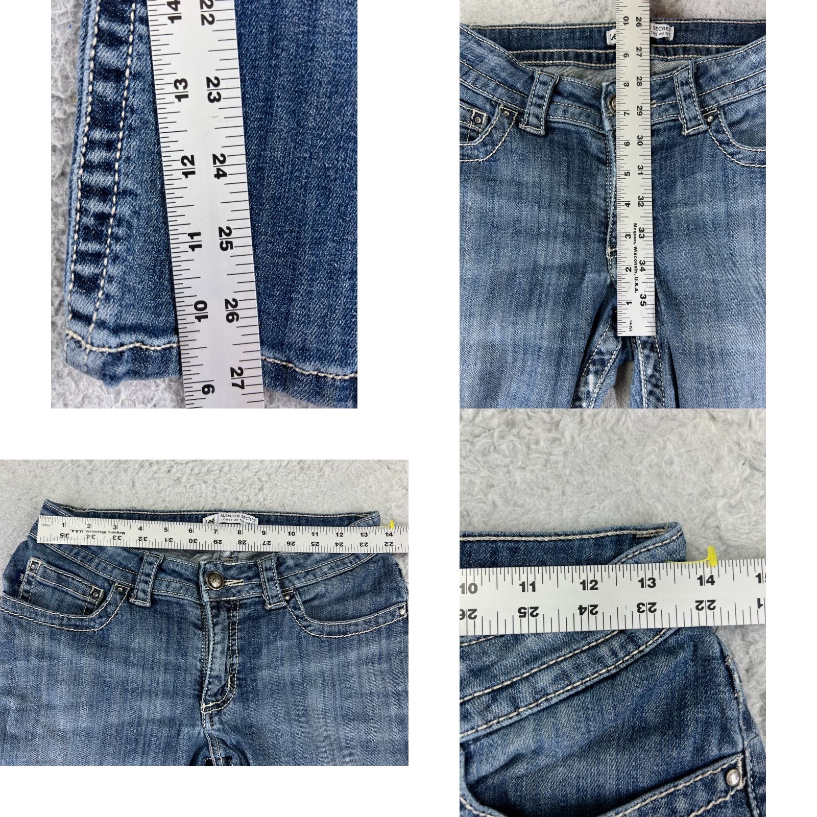 Lee Lee Jeans Women Bootcut 26x27 Blue Denim Slender Secret Low Rise 26 Dc Size 26" / US 2 / IT 38 - 8 Thumbnail