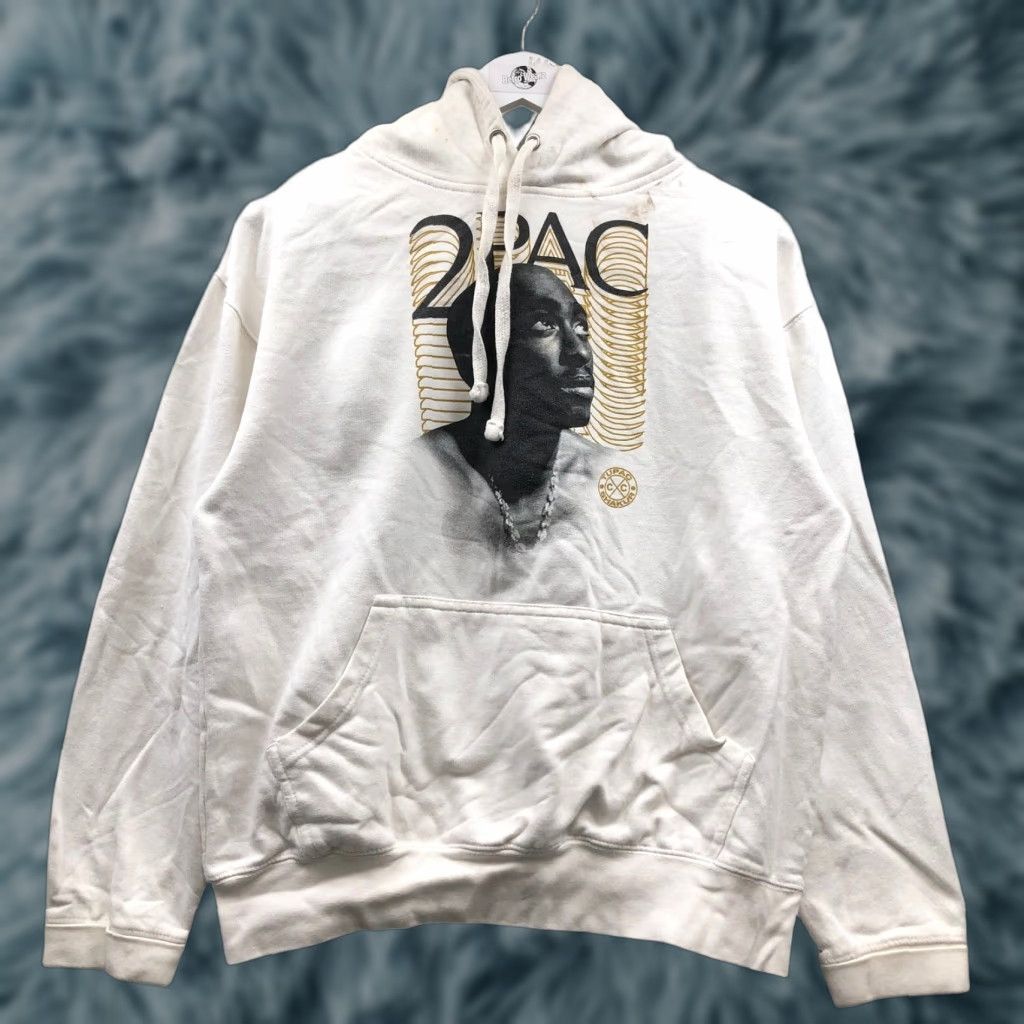 Vintage Cross Colours x Tupac Shakur Sweatshirt Hoodie Mens M 2Pac Graphic White Crew Neck Long Sleeve Pullover Logo Size US M / EU 48-50 / 2 - 1 Thumbnail