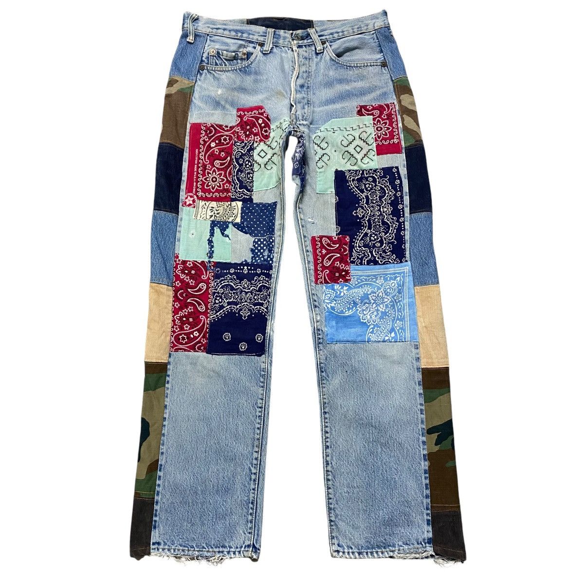Levi's Vintage Levis 501 Redline Denim Patchwork Jeans Size US 33 - 1 Thumbnail