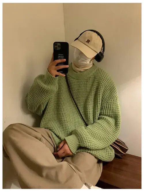 Other Waffle Sweaters Round Neck Solid Color Korean Style Size US L / EU 52-54 / 3 - 3 Thumbnail