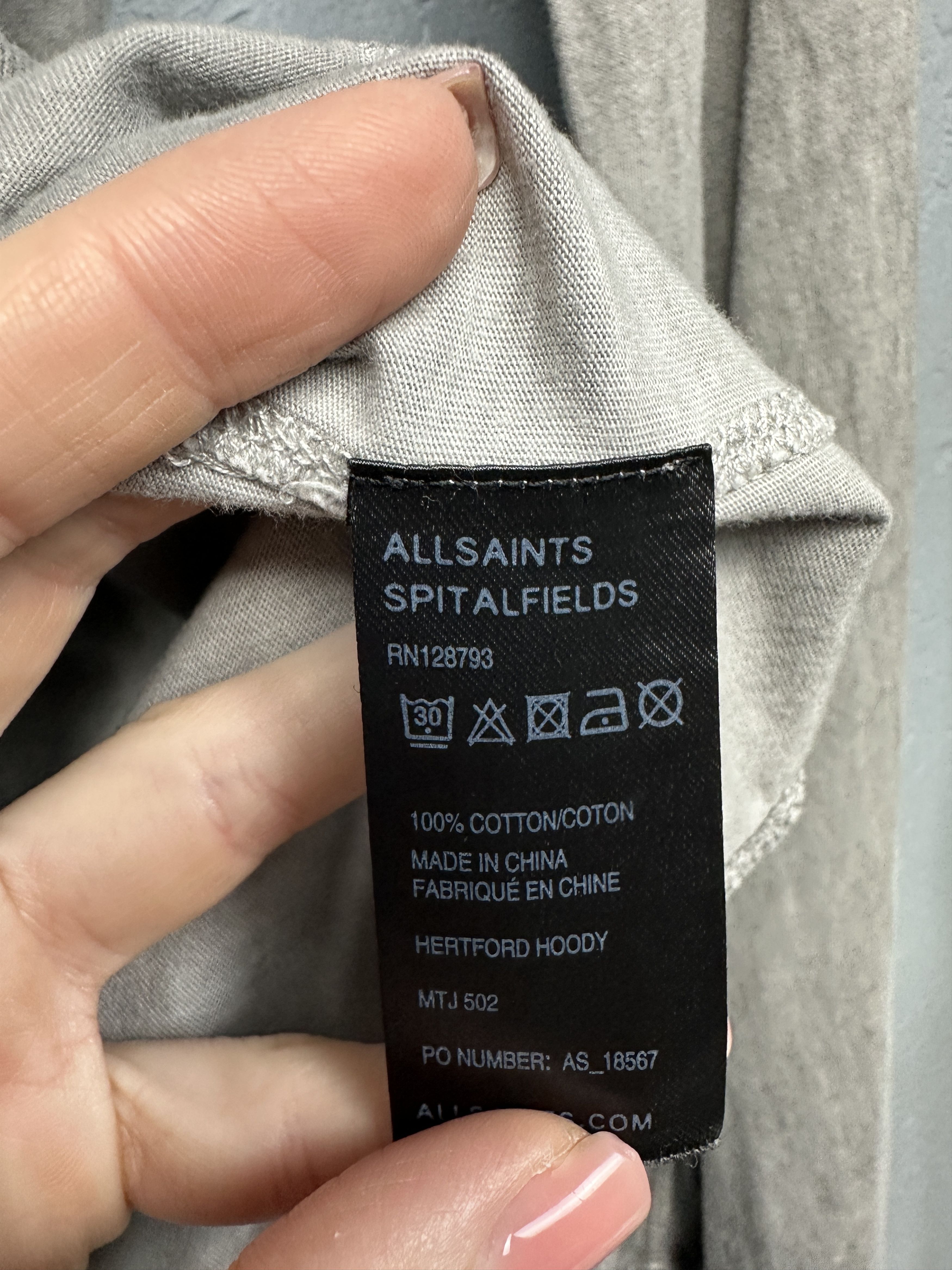 Allsaints Allsaints Mens Hertford Washed Cotton Zip Hoodie Size US L / EU 52-54 / 3 - 6 Thumbnail