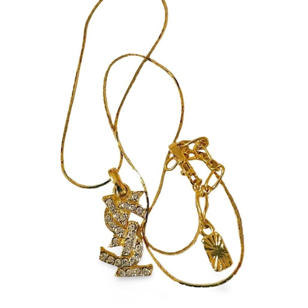 Yves Saint Laurent MINT. Vintage Yves Saint Laurent golden YSL logo necklace Size ONE SIZE - 2 Thumbnail