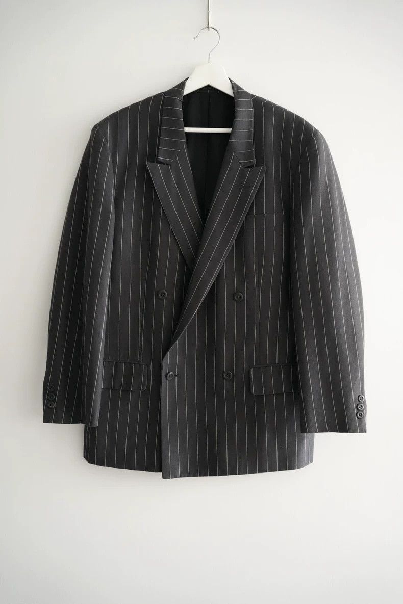 Yohji Yamamoto Yohji Yamamoto Yohji Yamamoto Striped Double-Breasted Blaz Size US S / EU 44-46 / 1 - 1 Thumbnail
