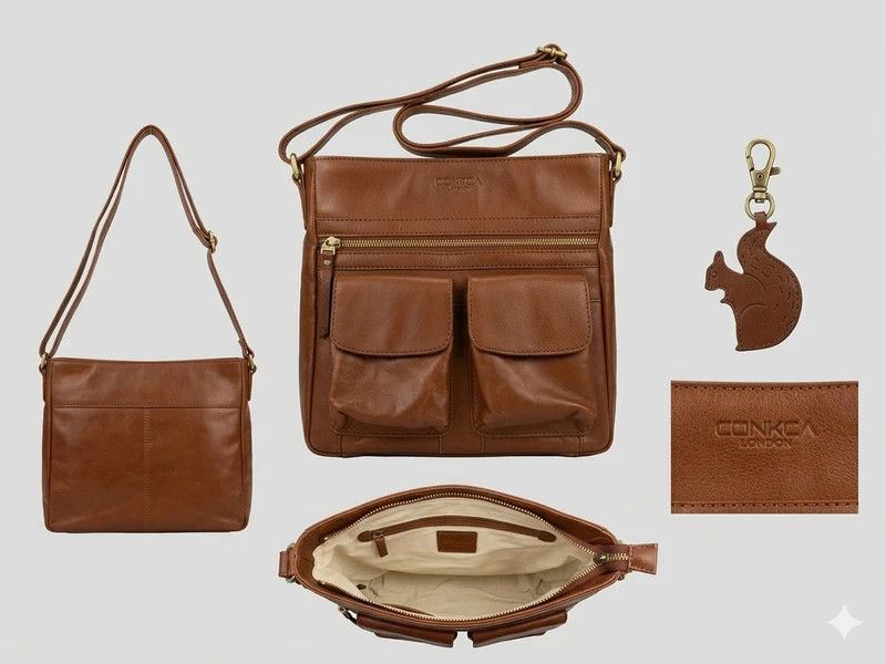Other VINTAGE CONKCA LONDON Dink Dark Tan Leather Cross Body Bag Size ONE SIZE - 4 Thumbnail