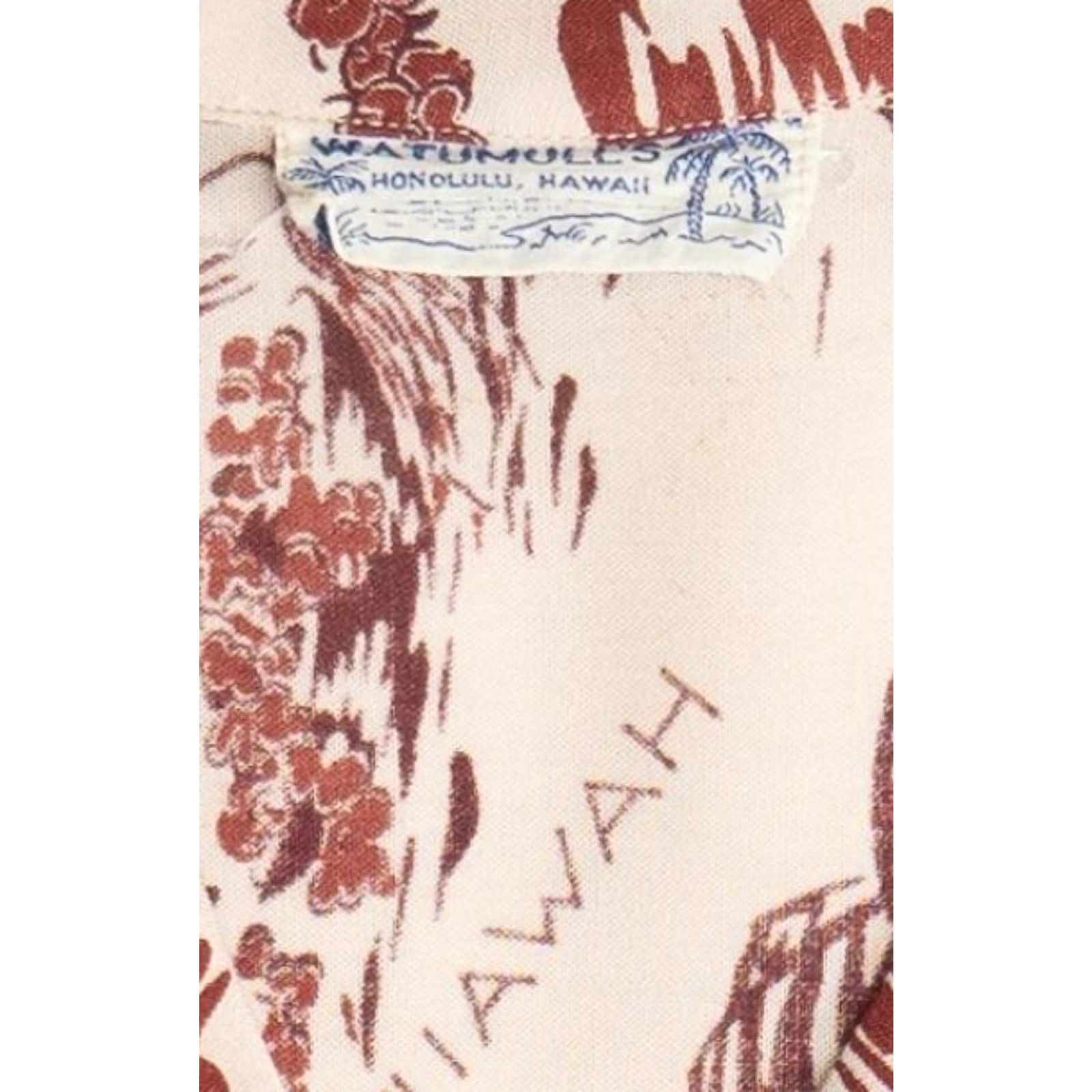 Vintage VINTAGE Watumull's Hawaiian Aloha Shirt Shirt S Beige 1950s Hawaii Watumull's Mens Womens Boys Girls Size US S / EU 44-46 / 1 - 5 Thumbnail