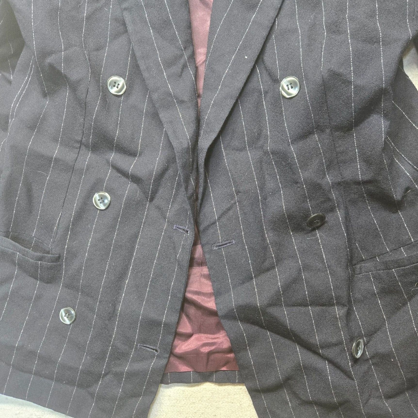 Jones New York Jones New York Blazer Womens 12 Black Striped Collared Floral Lined Jacket Poly Size XL / US 12-14 / IT 48-50 - 5 Thumbnail