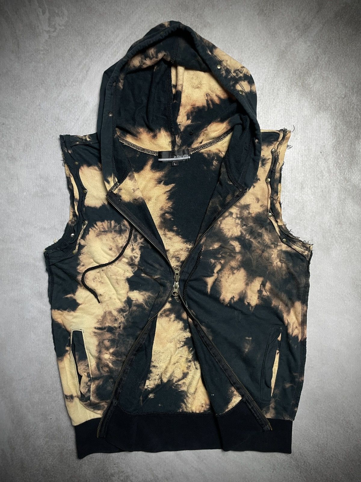 In The Attic 2000’s In The Attic - Unfinished Smoke Studded Hooded Vest Size US M / EU 48-50 / 2 - 3 Thumbnail