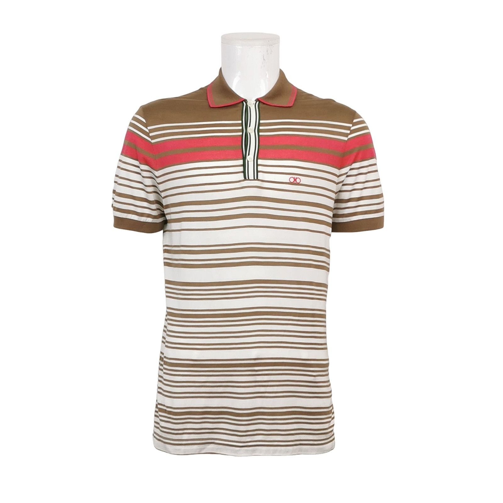 Salvatore Ferragamo Salvatore Ferragamo Striped Cotton Polo Shirt M Size US M / EU 48-50 / 2 - 1 Thumbnail