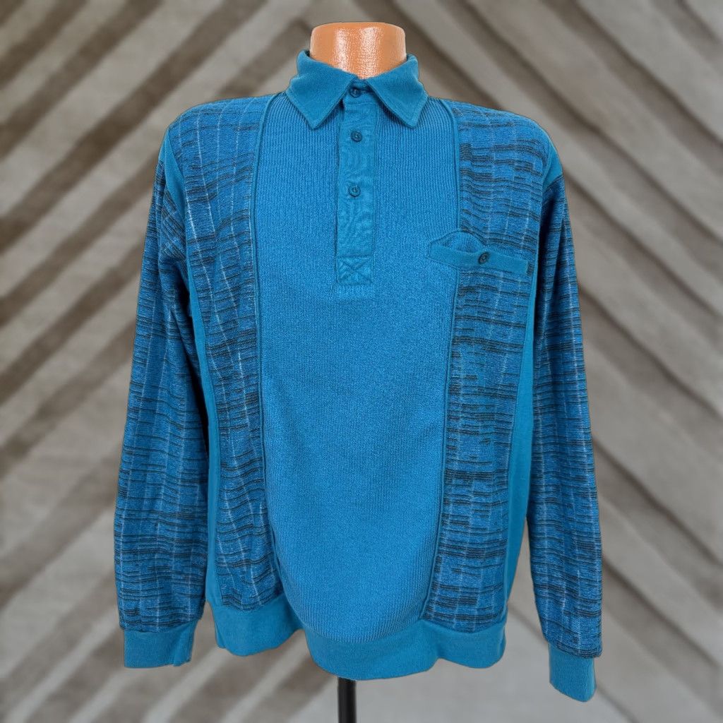Haband VINTAGE Haband Collared Sweatshirt Men L Blue 90s Grandpa Pocket 90s, Hipster, Outdoor, Retro Mens Size US L / EU 52-54 / 3 - 1 Thumbnail