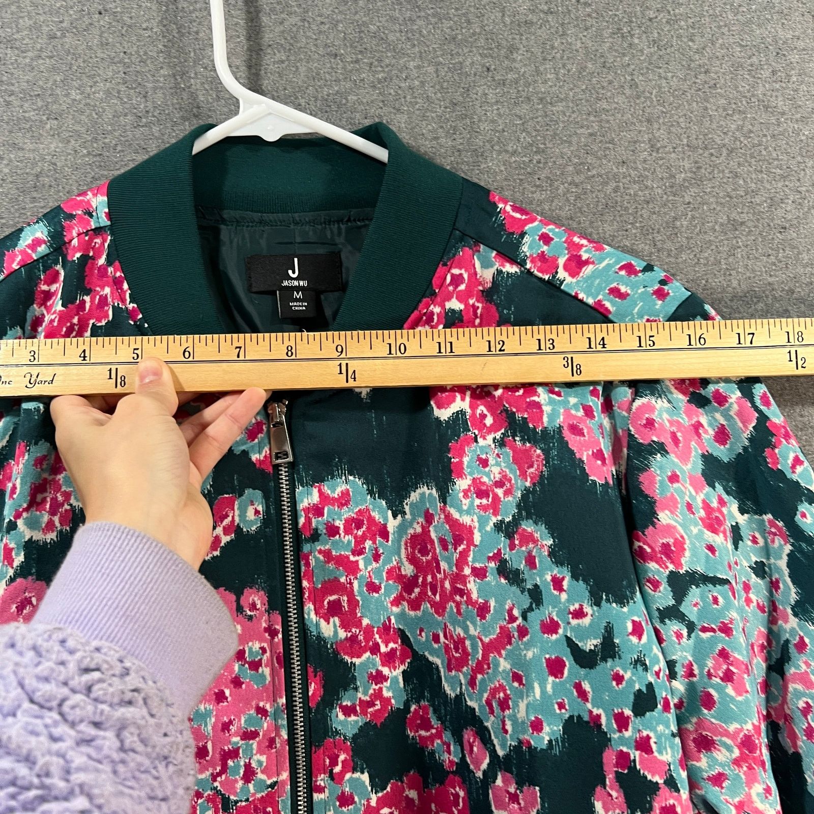 Other J Jason Wu Printed Abstract Floral Bomber Jacket Teal Size M / US 6-8 / IT 42-44 - 6 Thumbnail